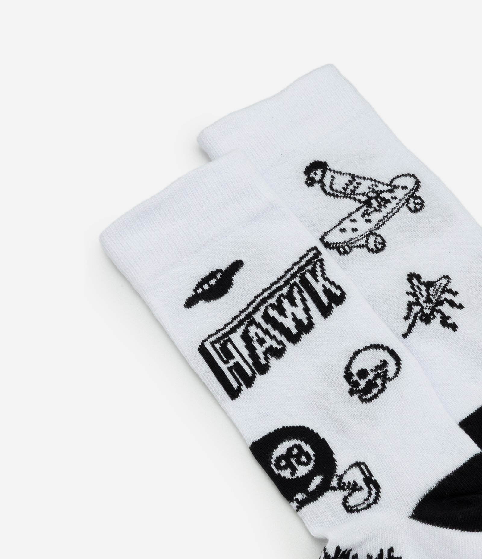 Meia Cano Longo em Algodão com Estampa Tony Hawk Branco 4