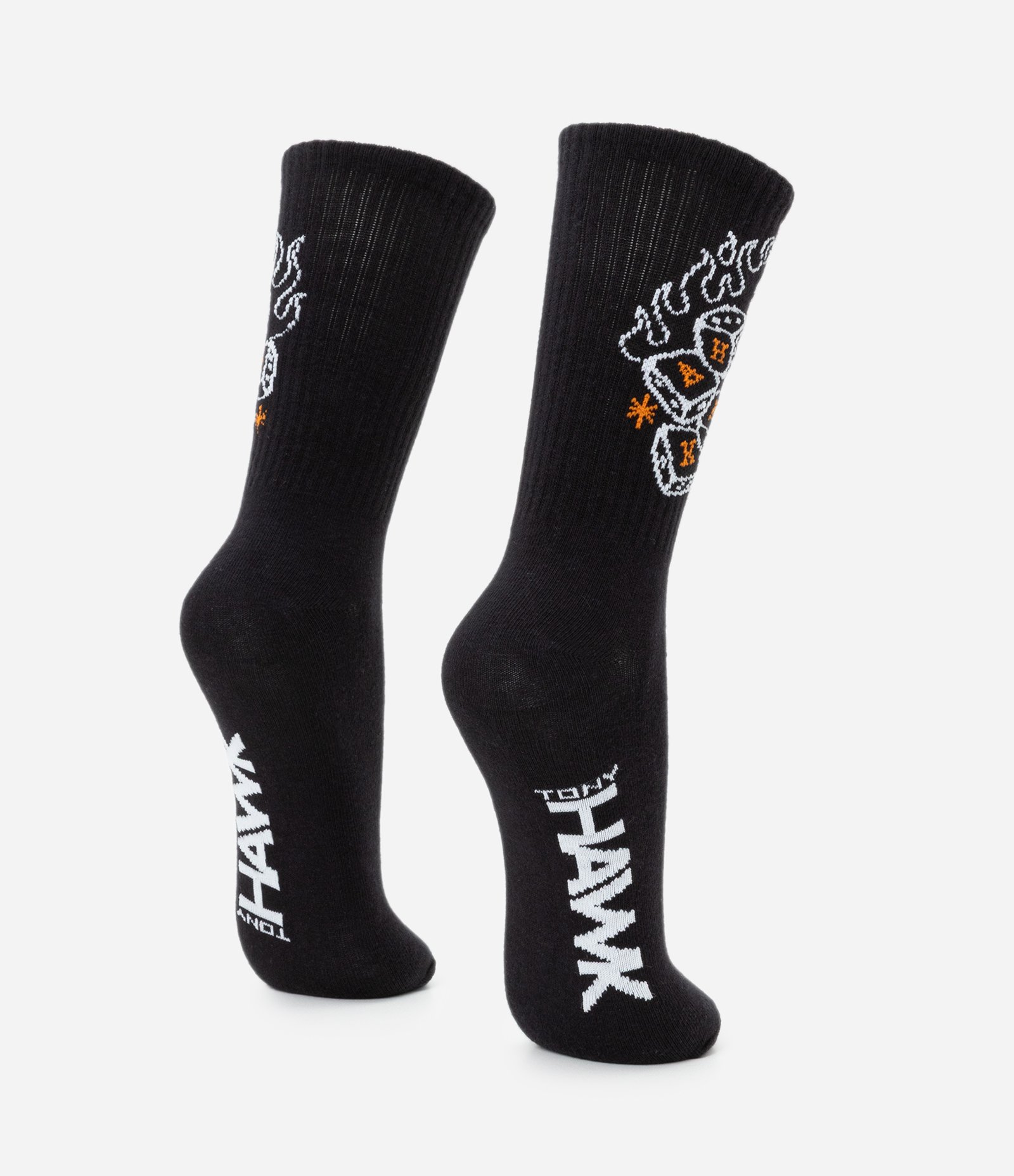 Meia Cano Longo em Algodão com Estampa Tony Hawk Preto 3