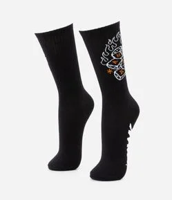 Meia Cano Longo em Algodão com Estampa Tony Hawk