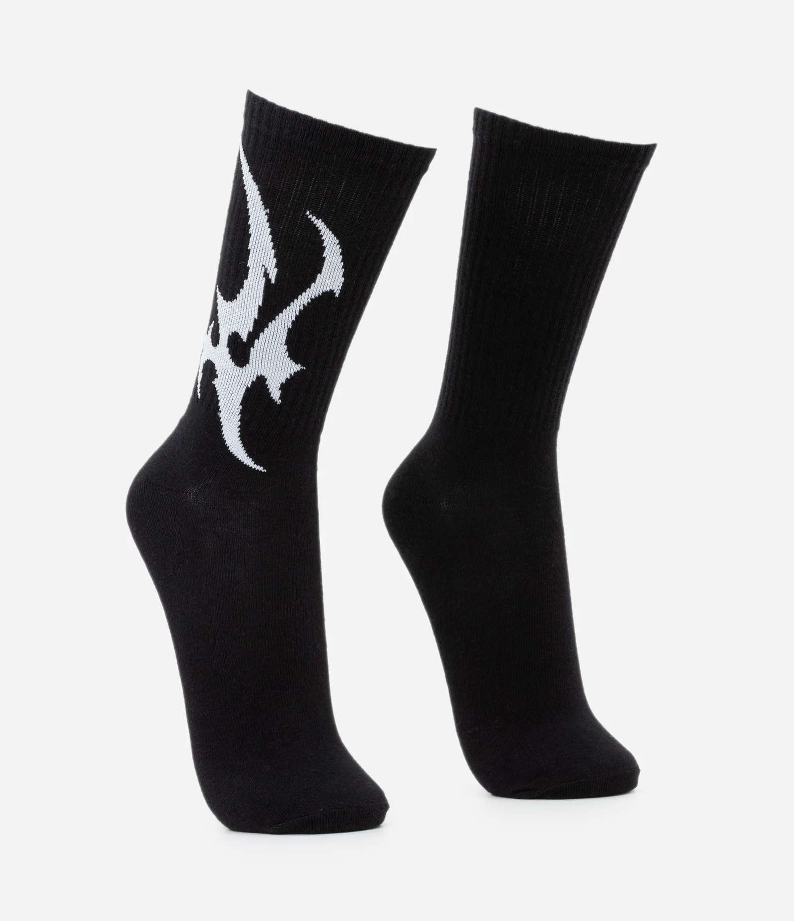 Meia Cano Longo em Algodão com Estampa Abstrata Lateral Preto 2