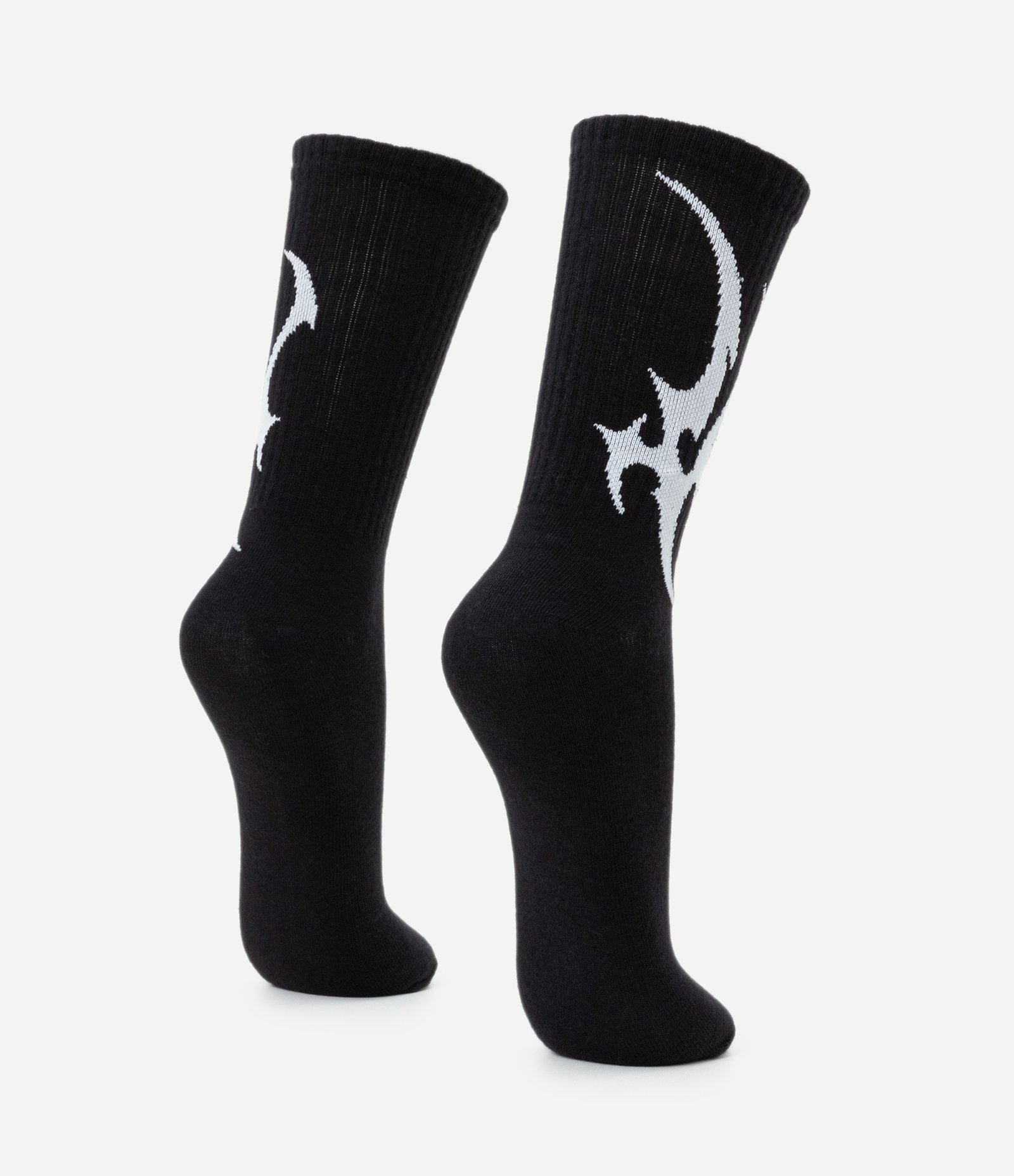 Meia Cano Longo em Algodão com Estampa Abstrata Lateral Preto 3