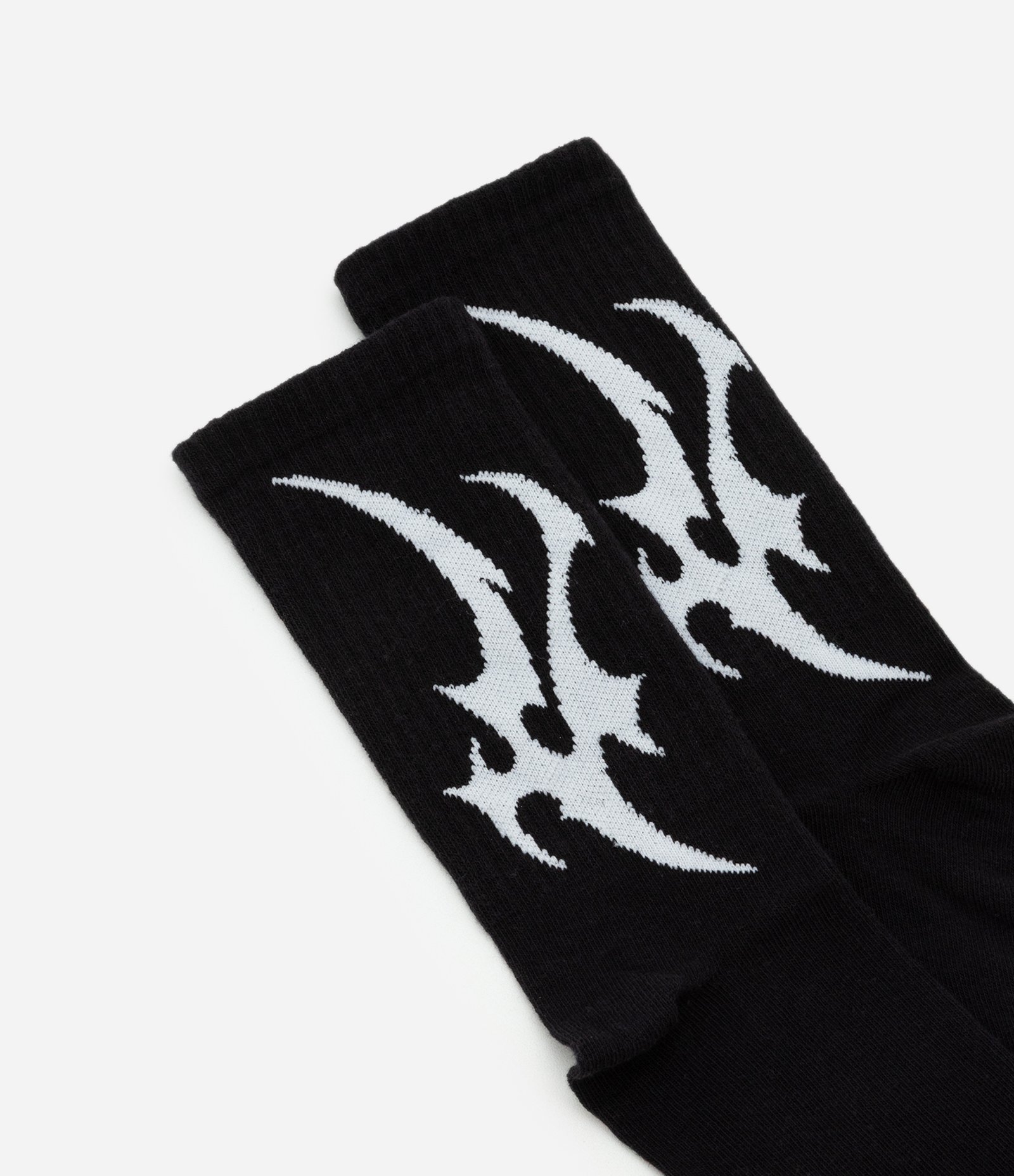 Meia Cano Longo em Algodão com Estampa Abstrata Lateral Preto 4