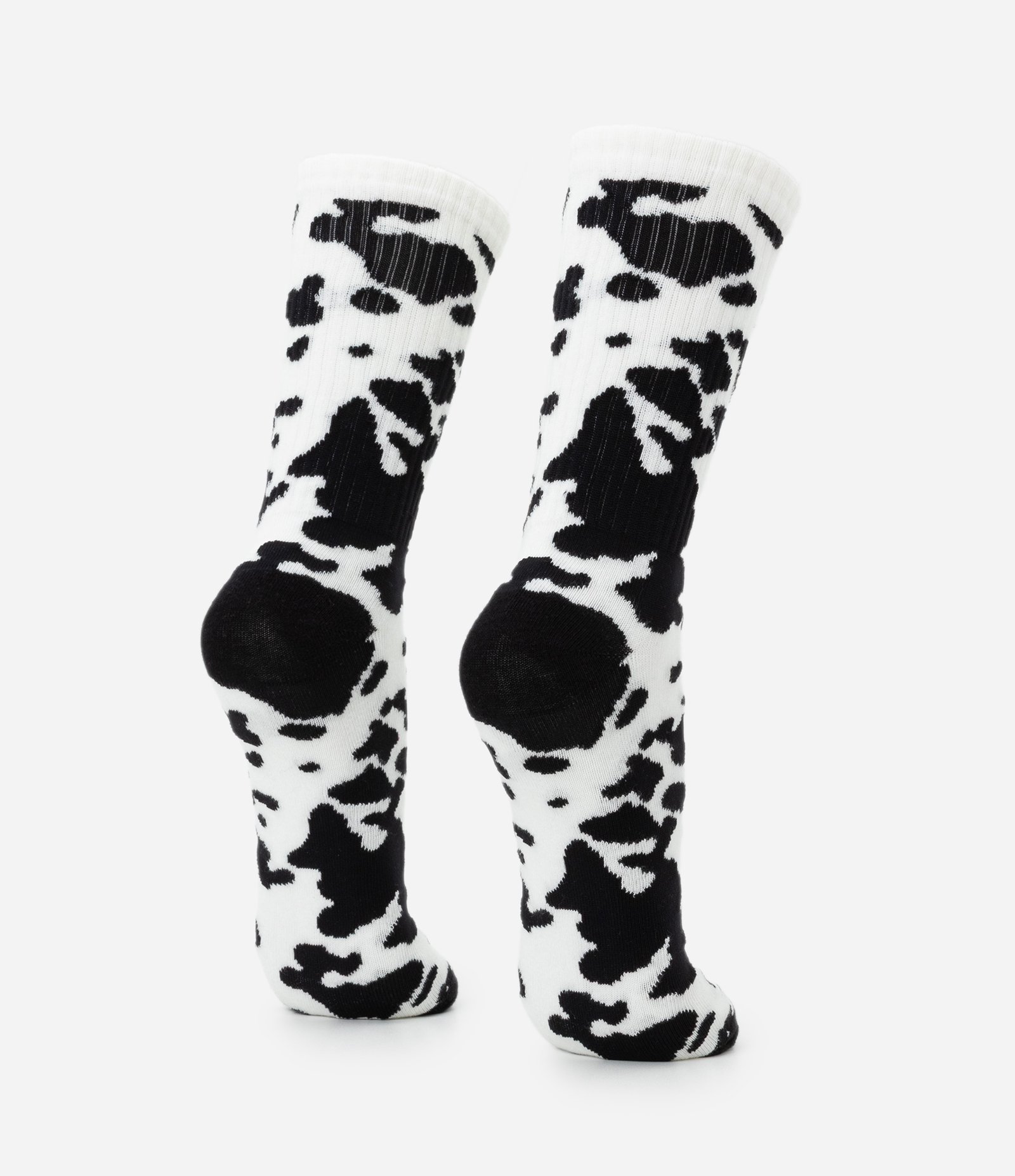 Meia Cano Longo em Algodão com Estampa Animal Print Vaquinha Branco 3