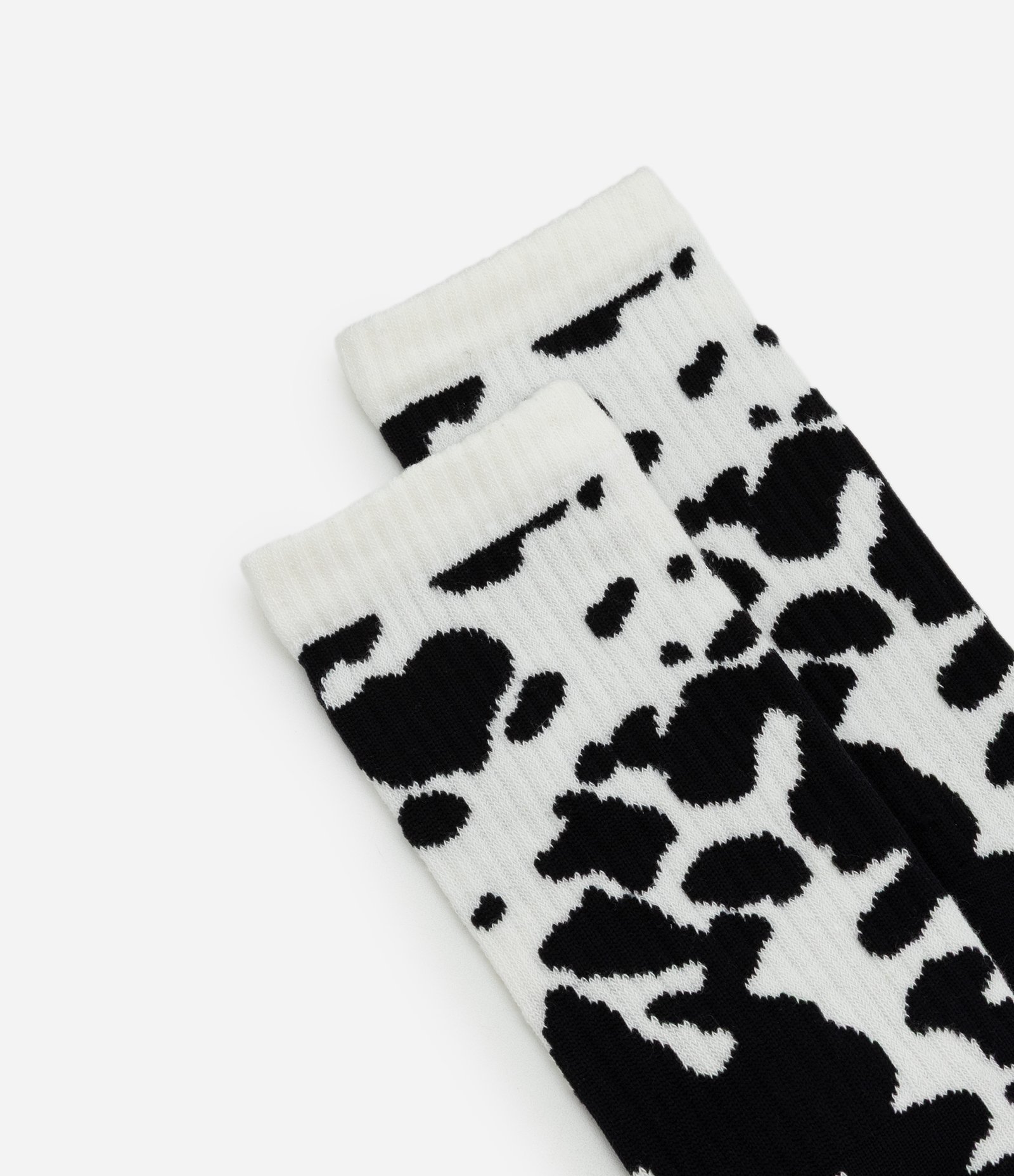 Meia Cano Longo em Algodão com Estampa Animal Print Vaquinha Branco 4