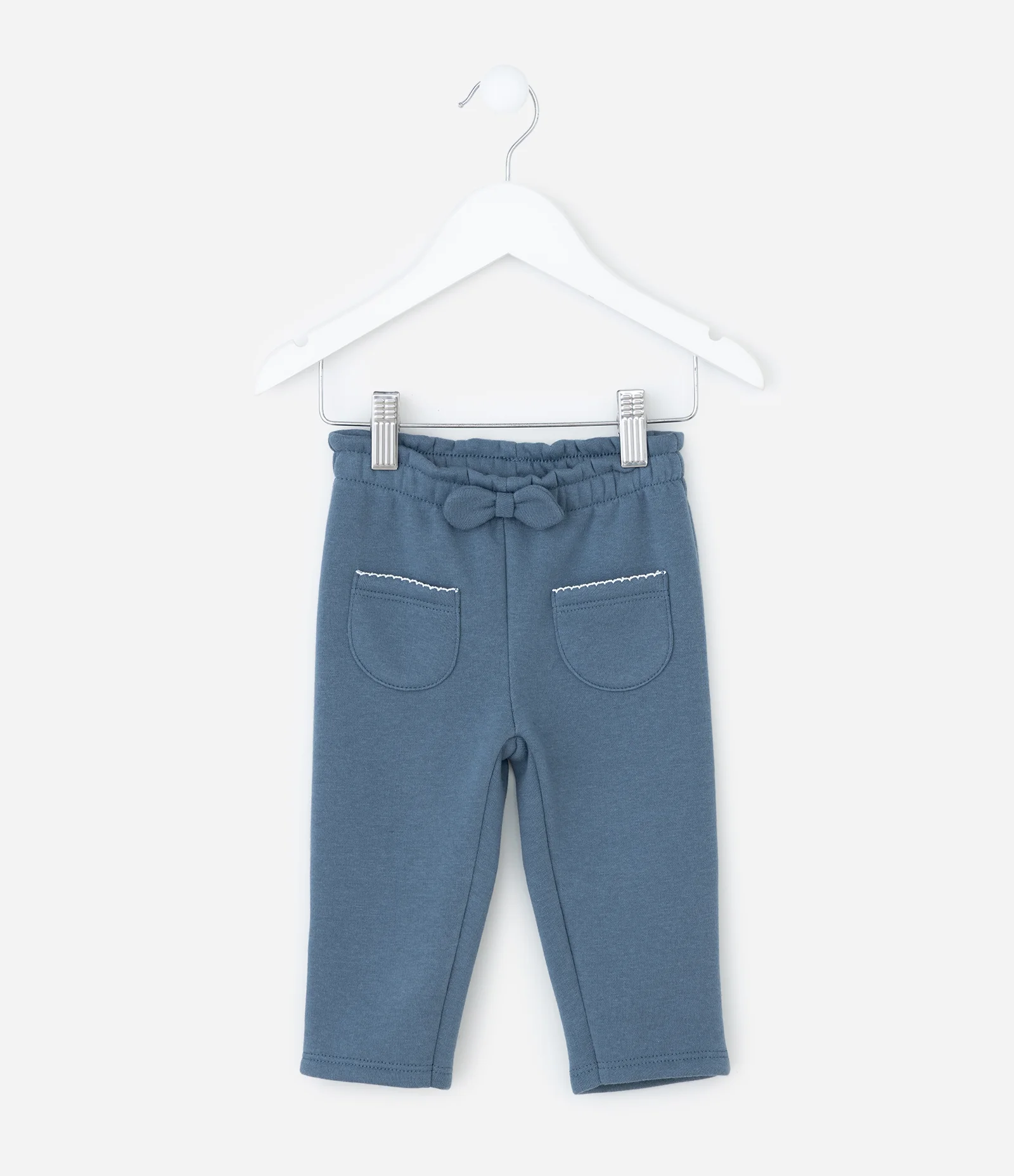 Calça Infantil em Moletom com Felpa e Laço na Cintura – Tam 0 a 18 Meses Azul 1