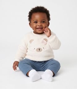 Calça Infantil em Moletom com Felpa e Laço na Cintura – Tam 0 a 18 Meses