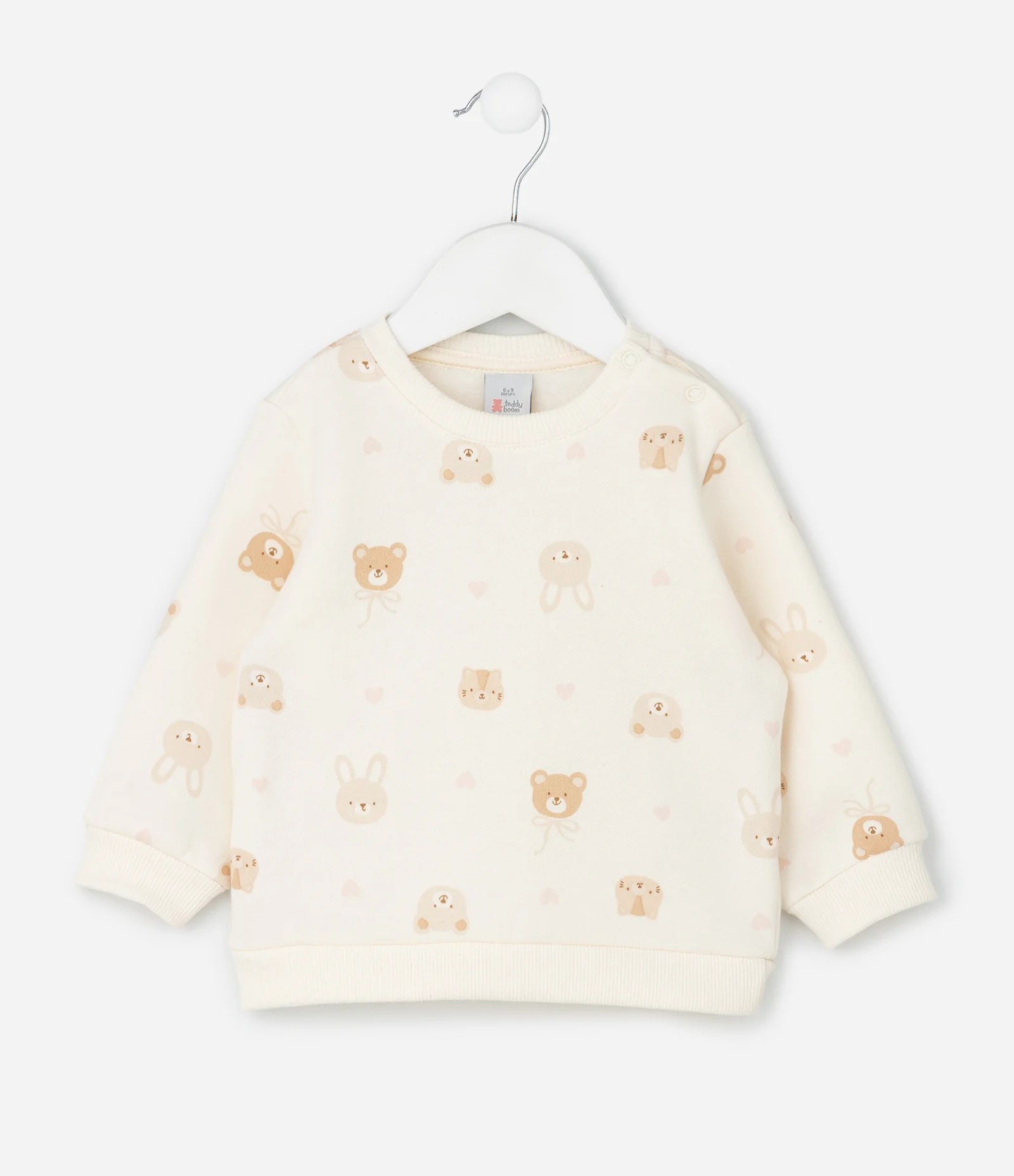 Casaco Infantil com Estampa Corações e Ursos – Tam 0 a 18 Meses Off White 1