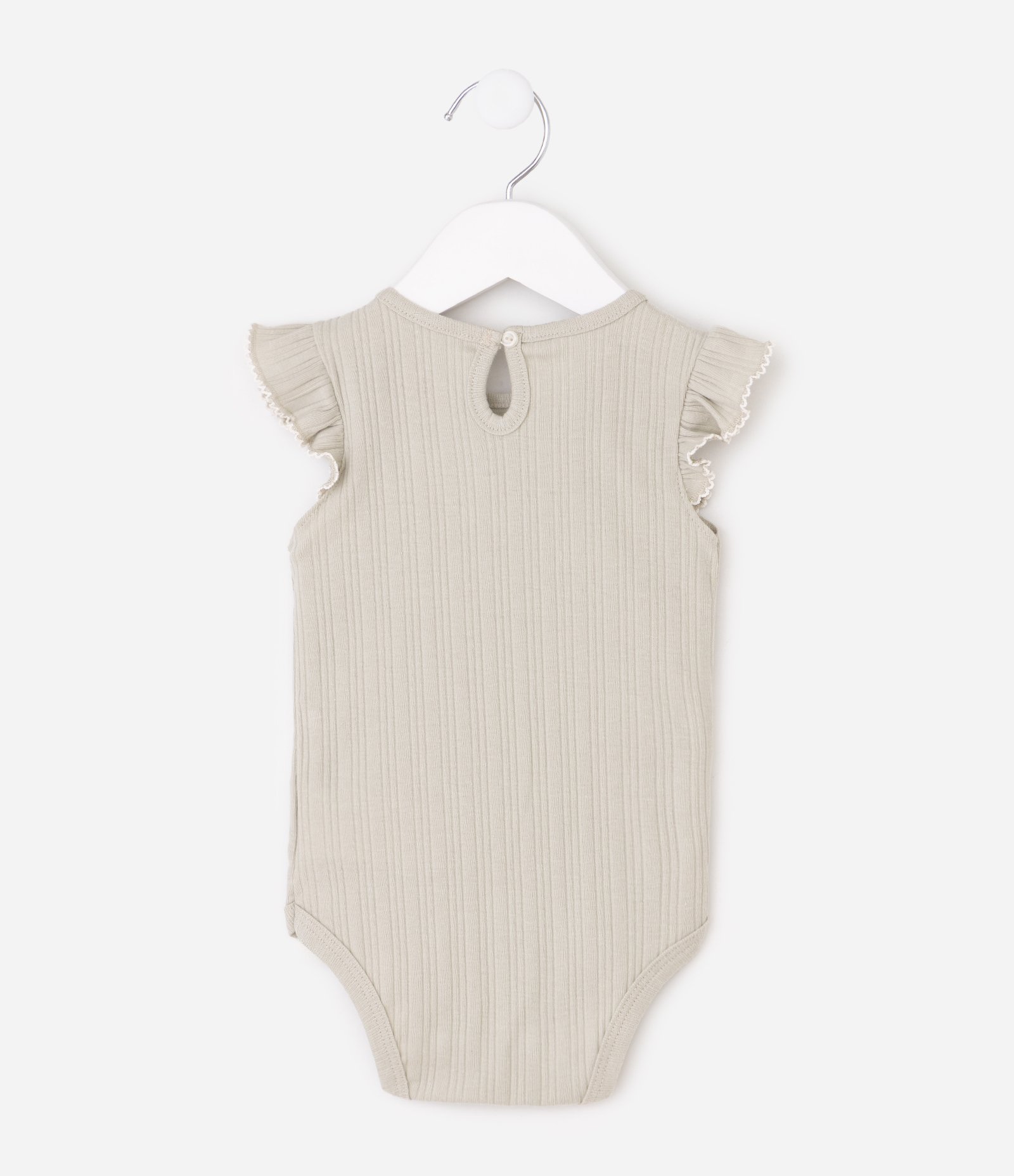 Body Infantil em Ribana com Bordado de Urso – Tam 0 a 18 Meses Bege Claro 3