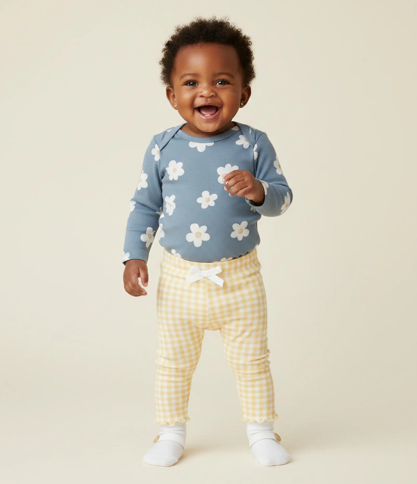Body Infantil Manga Longa com Estampa Floral Bold – Tam 0 a 18 Meses Azul Acinzentado 1