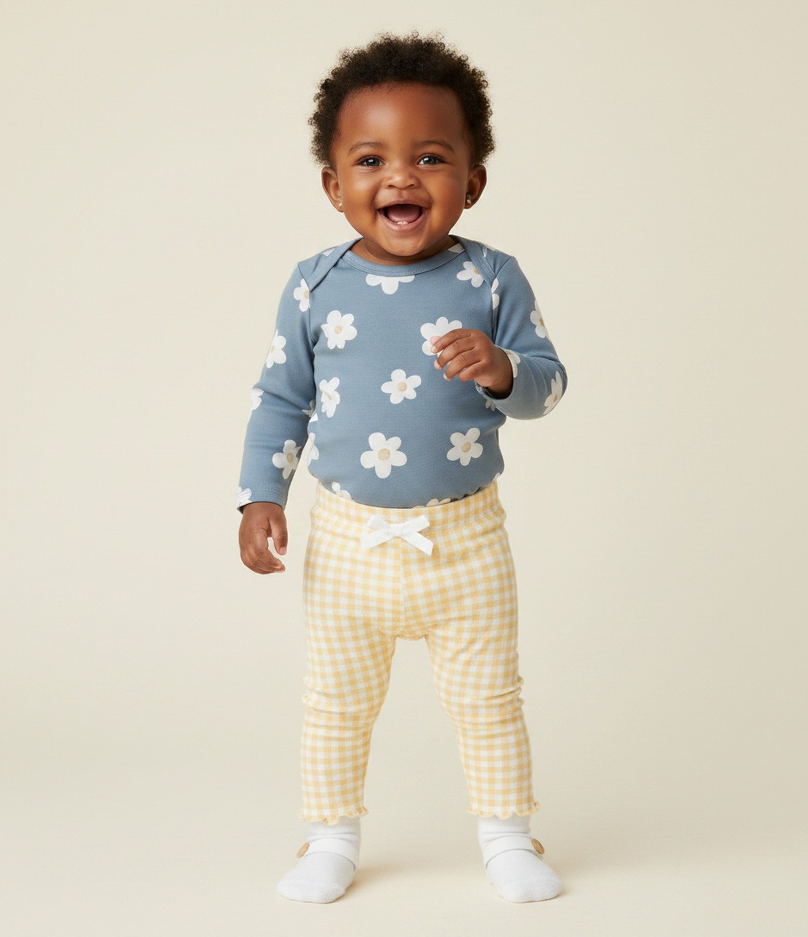 Body Infantil Manga Longa com Estampa Floral Bold – Tam 0 a 18 Meses Azul Acinzentado 2