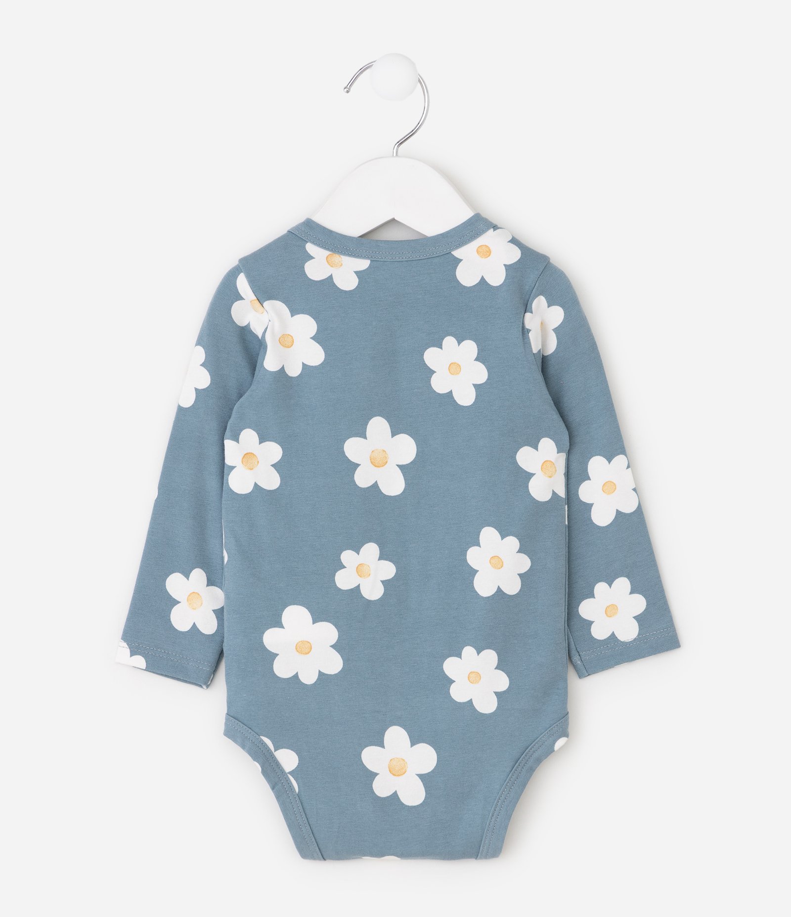 Body Infantil Manga Longa com Estampa Floral Bold – Tam 0 a 18 Meses Azul Acinzentado 4
