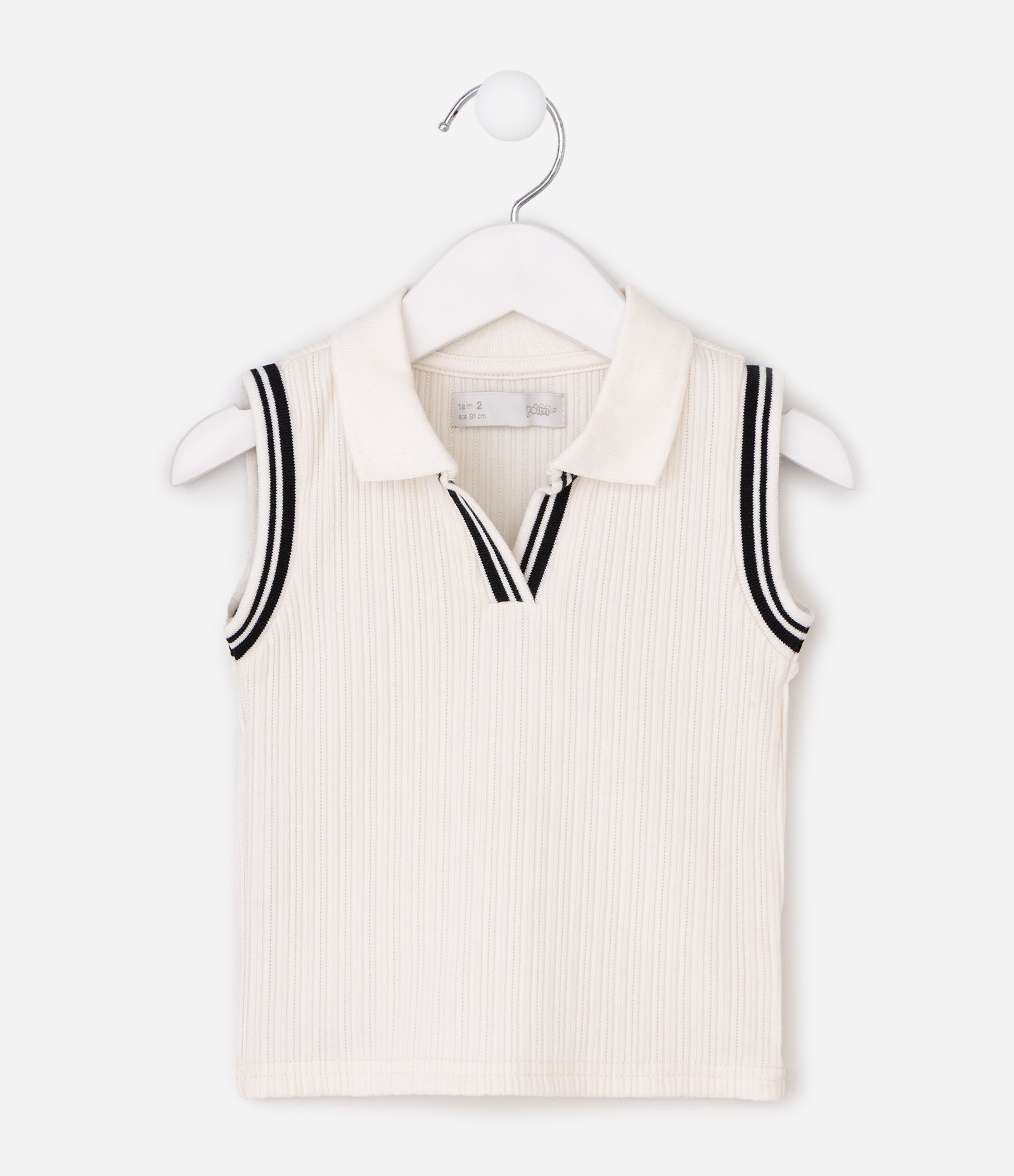 Conjunto Infantil Texturizada com Gola Polo – Tam 1 a 6 Anos Off White 3