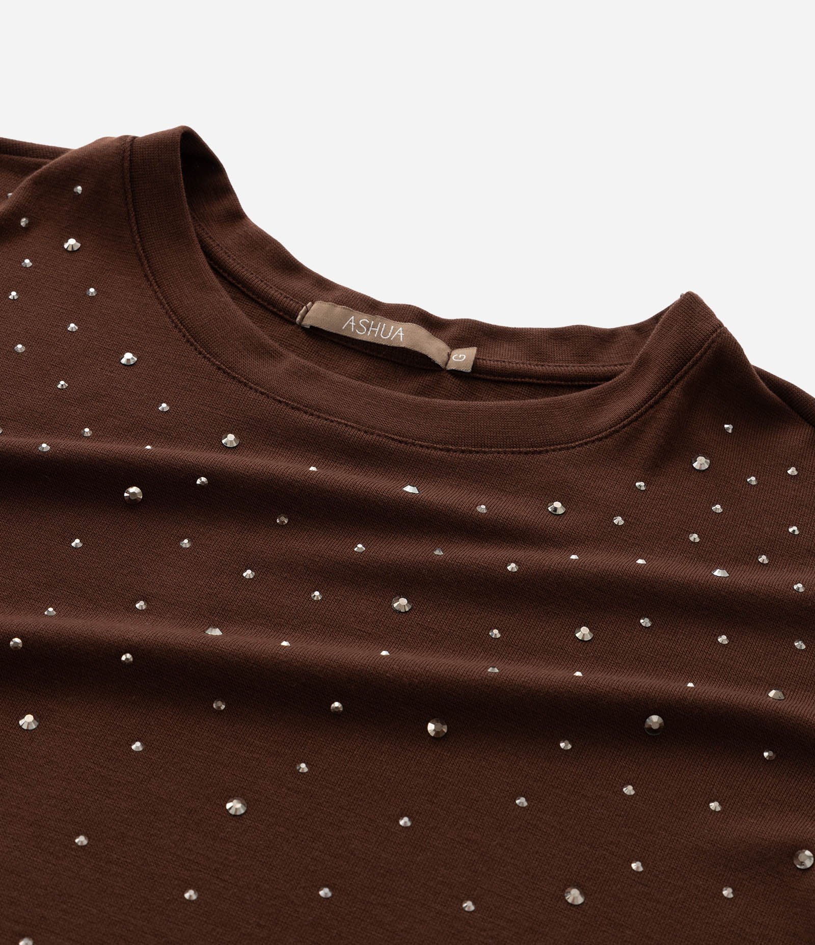 Camiseta com Brilhos Aplicados Curve & Plus Size Marrom 4
