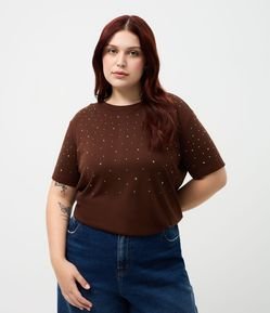 Camiseta com Brilhos Aplicados Curve & Plus Size