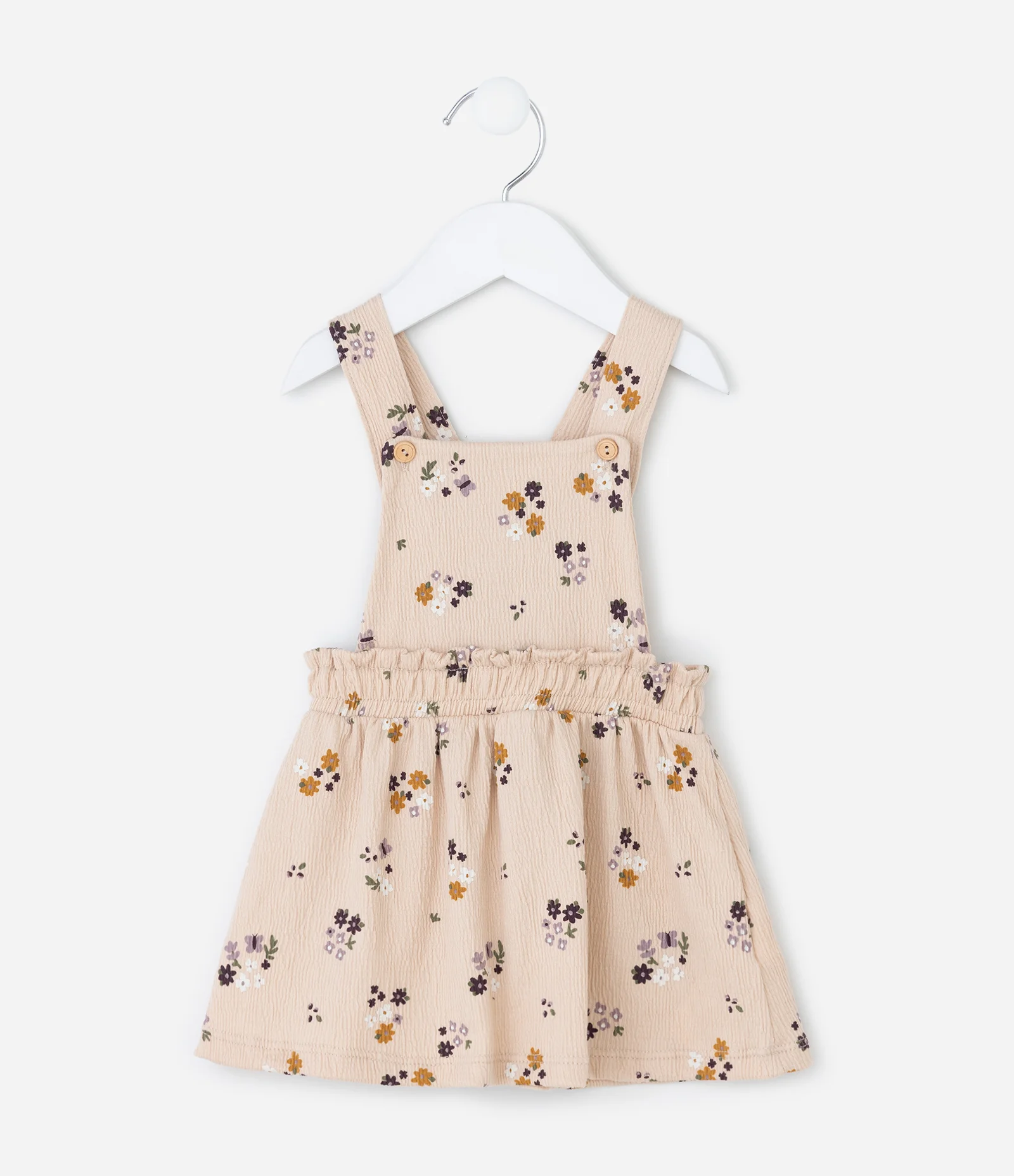 Salopete Infantil Canelada com Estampa Floral – Tam 0 a 18 Meses Bege Claro 1