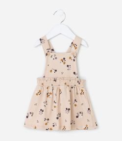 Salopete Infantil Canelada com Estampa Floral – Tam 0 a 18 Meses