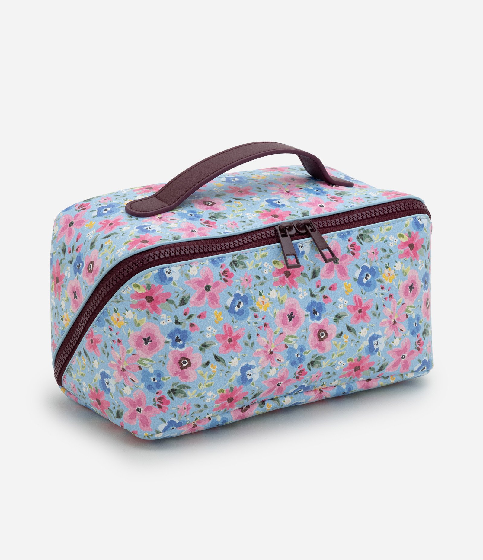 Necessaire Baú com Estampa Floral Azul 1