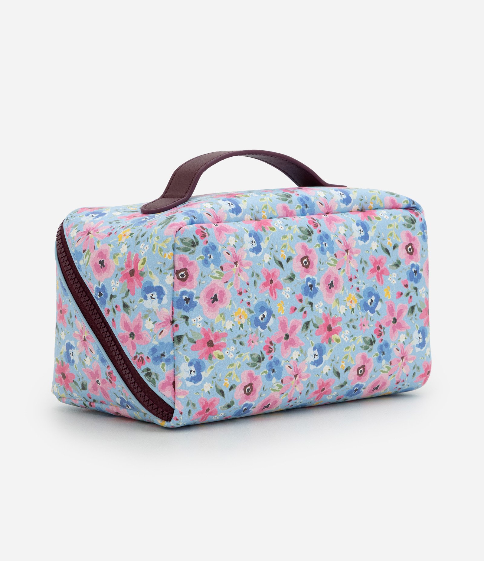 Necessaire Baú com Estampa Floral Azul 3