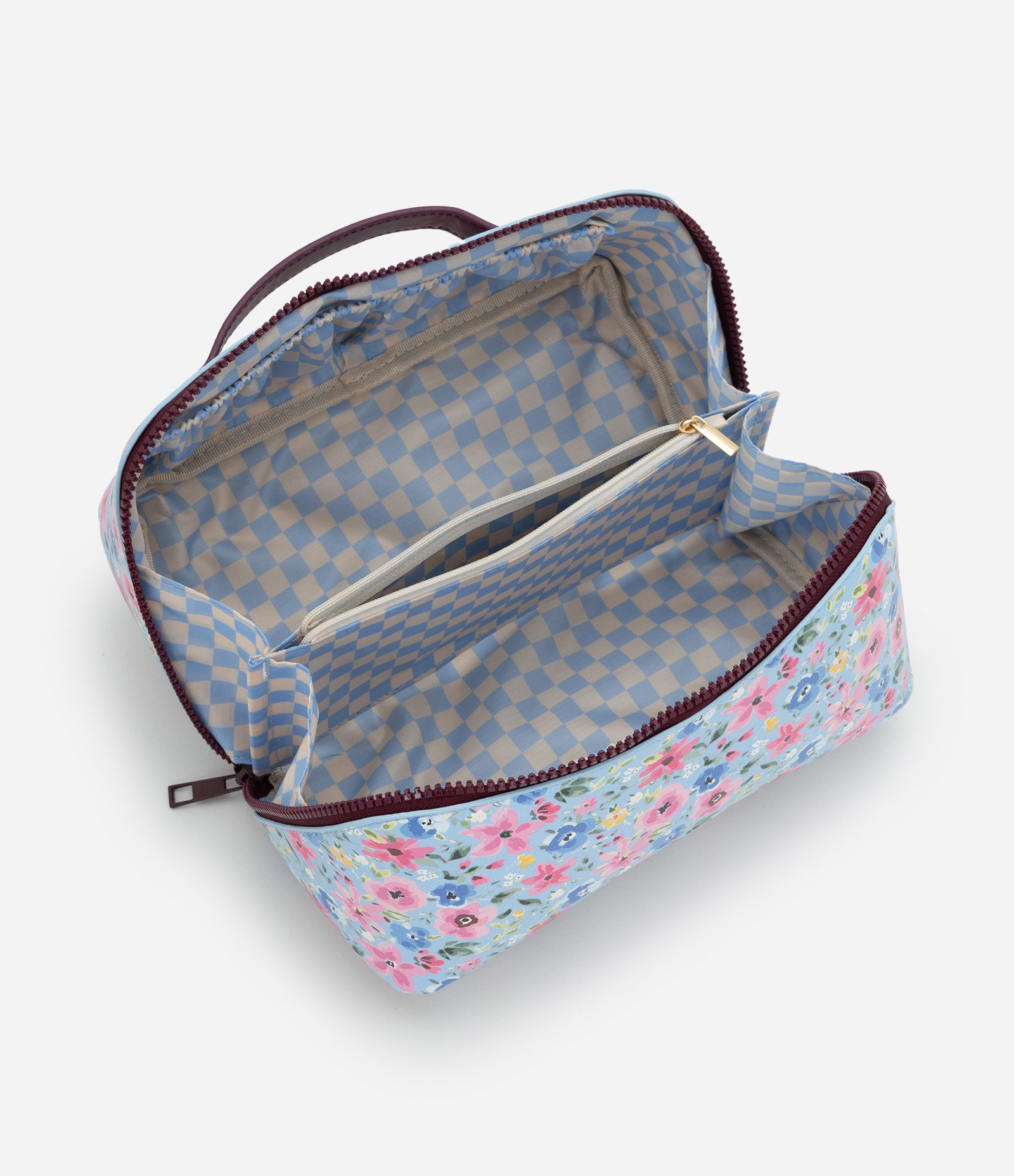 Necessaire Baú com Estampa Floral Azul 5