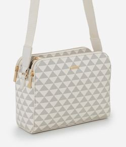 Bolsa Transversal Média em PU com Estampa Triângulos