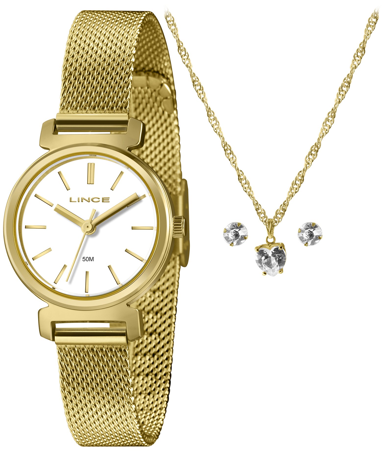 Relógio Analógico Aço Feminino Lince Dourado 1