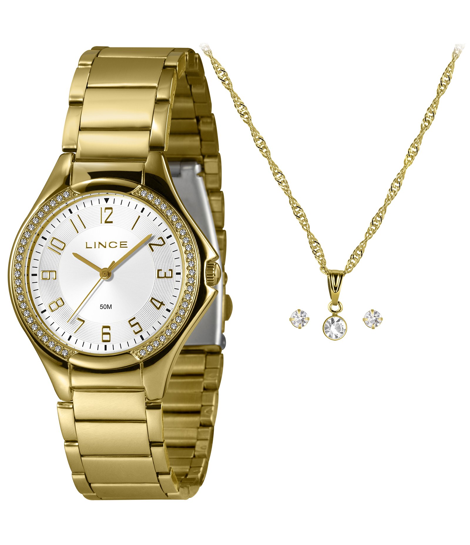 Relógio Analógico Aço Feminino Lince Dourado 1