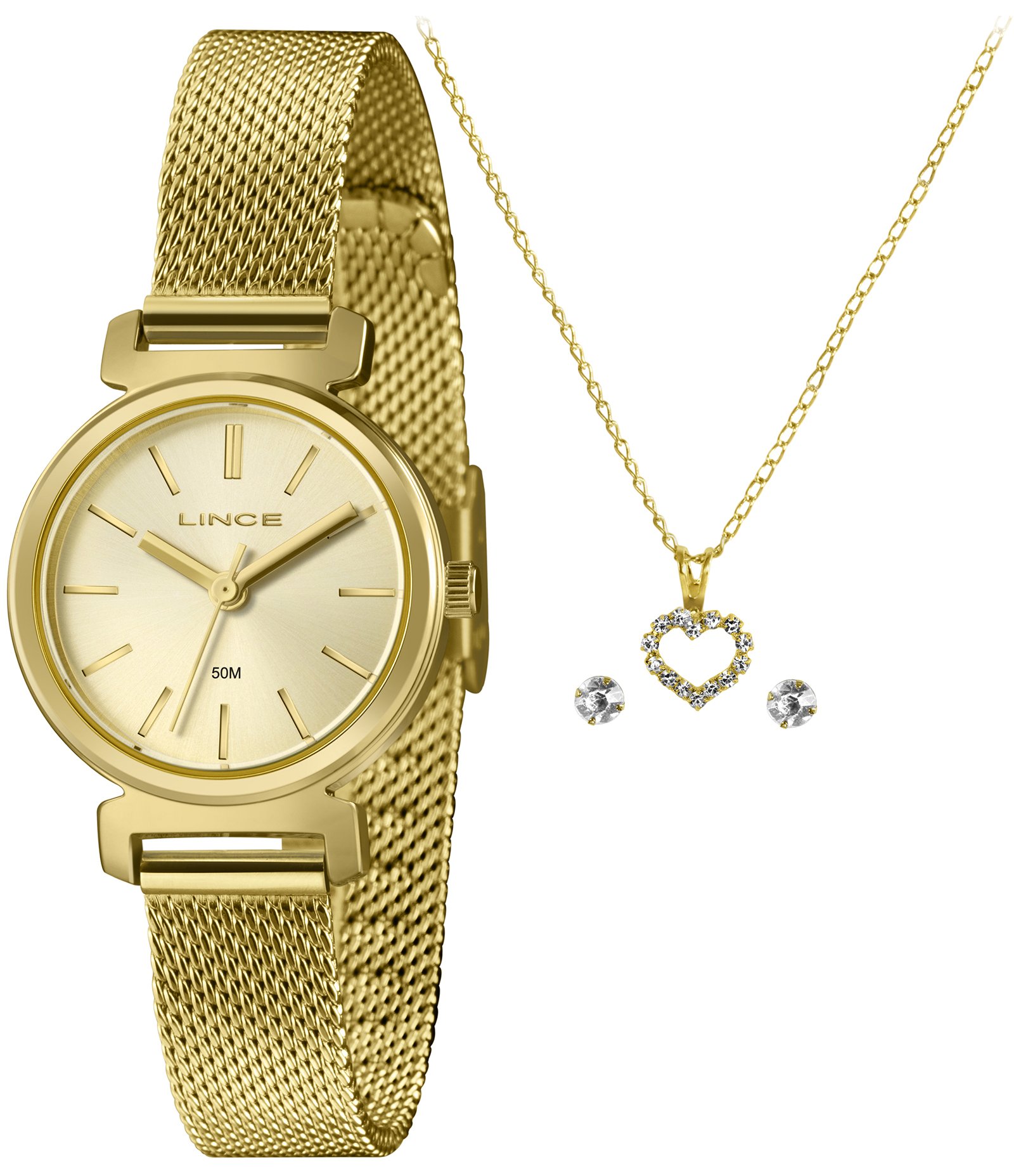 Relógio Analógico Aço Feminino Lince Dourado 1