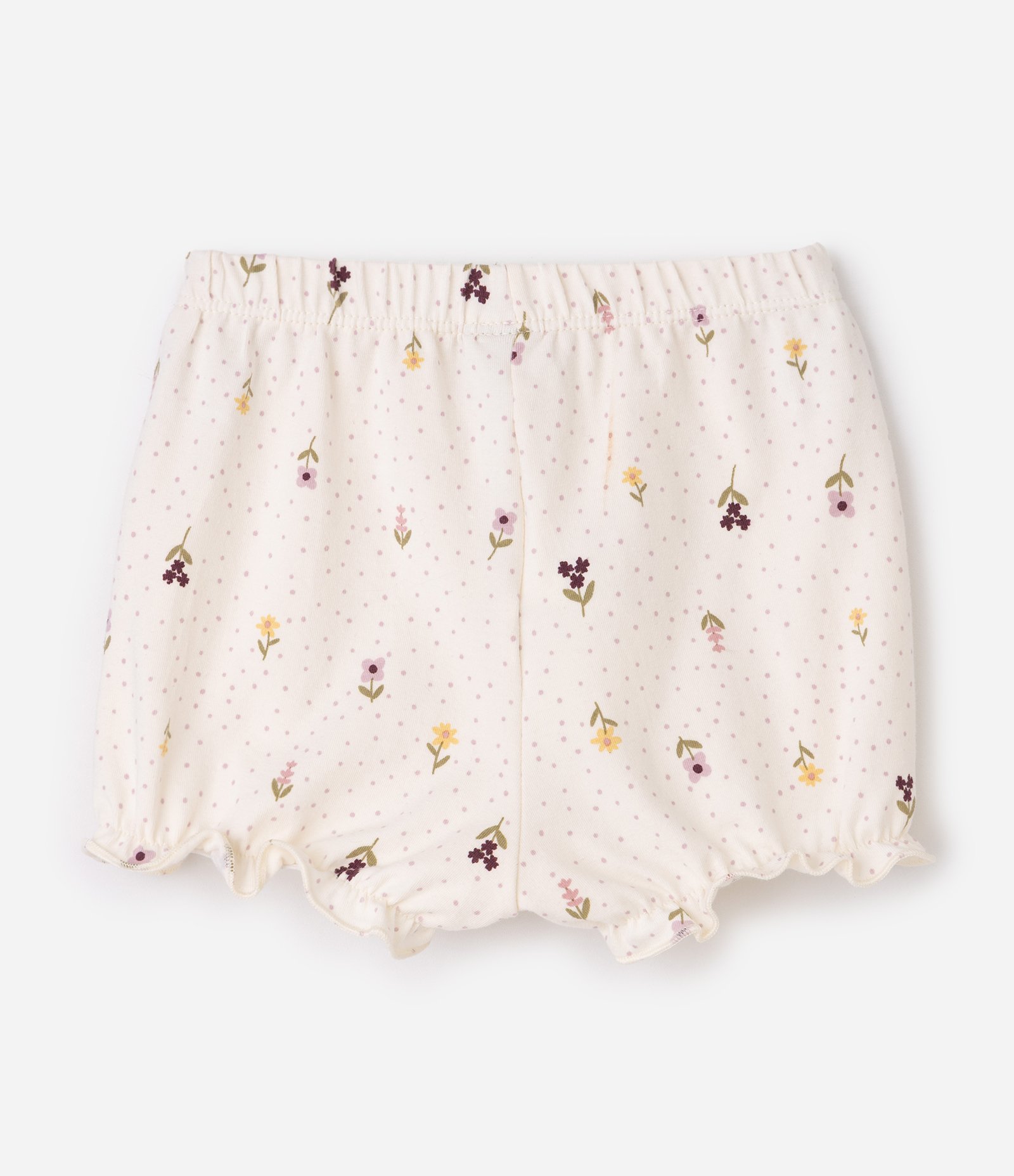 Conjunto Infantil Blusa Manga Curta e Short Floral Poá – Tam 0 a 18 Meses Off White 6