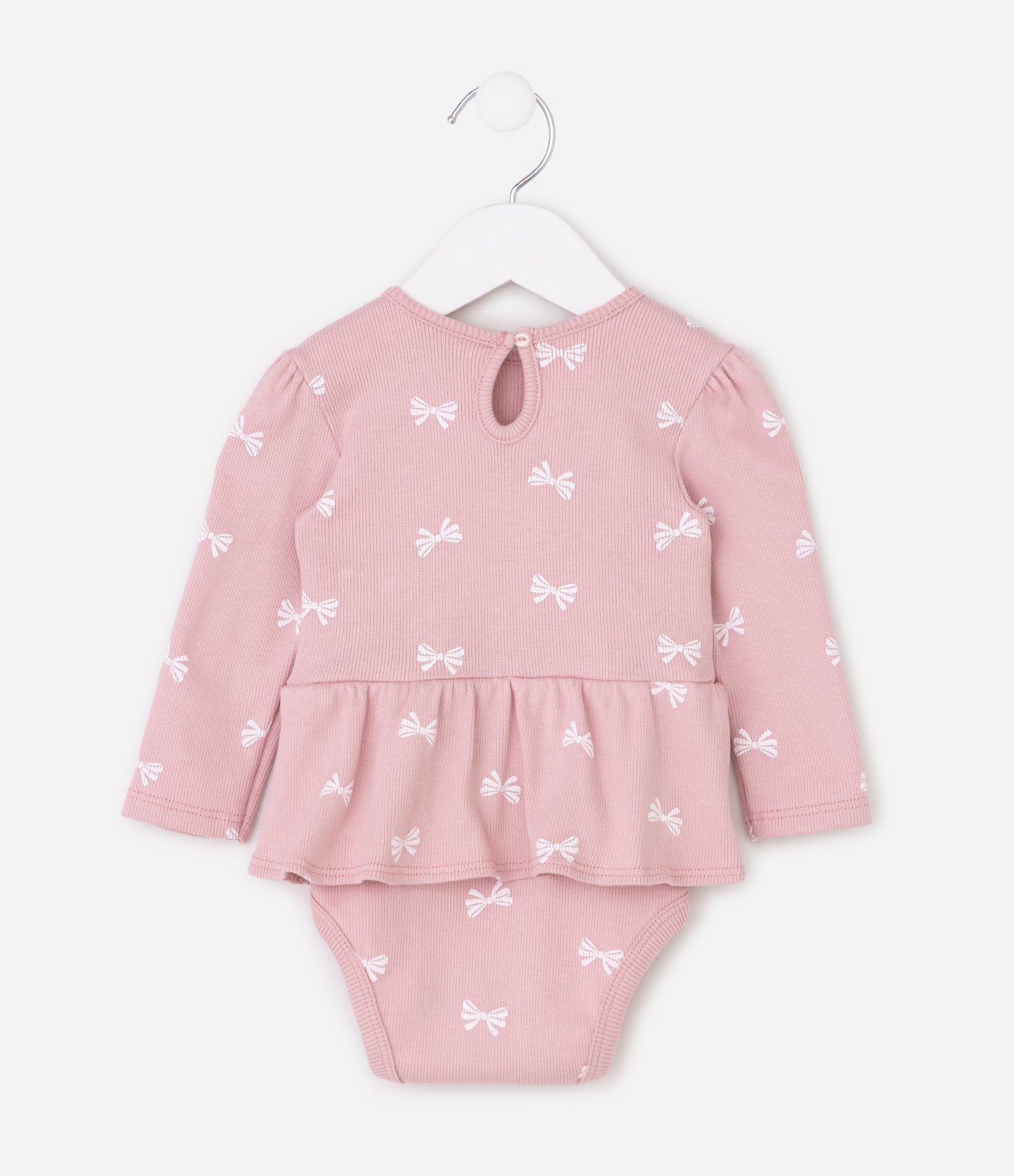 Conjunto Vestido Body e Legging com Lacinhos - Tam 0 a 18 Meses Rosa 3