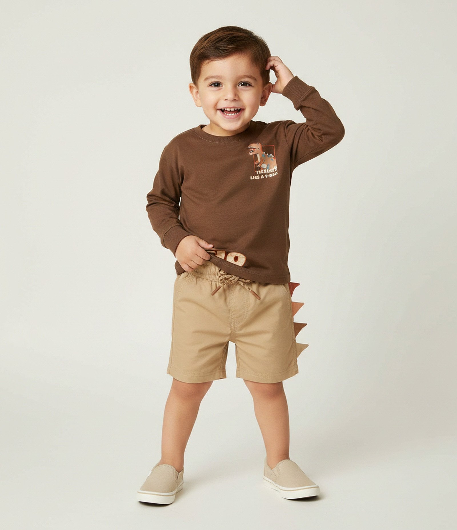 Bermuda Infantil de Banho com Detalhe Interativo – Tam 1 a 6 Anos Bege 1