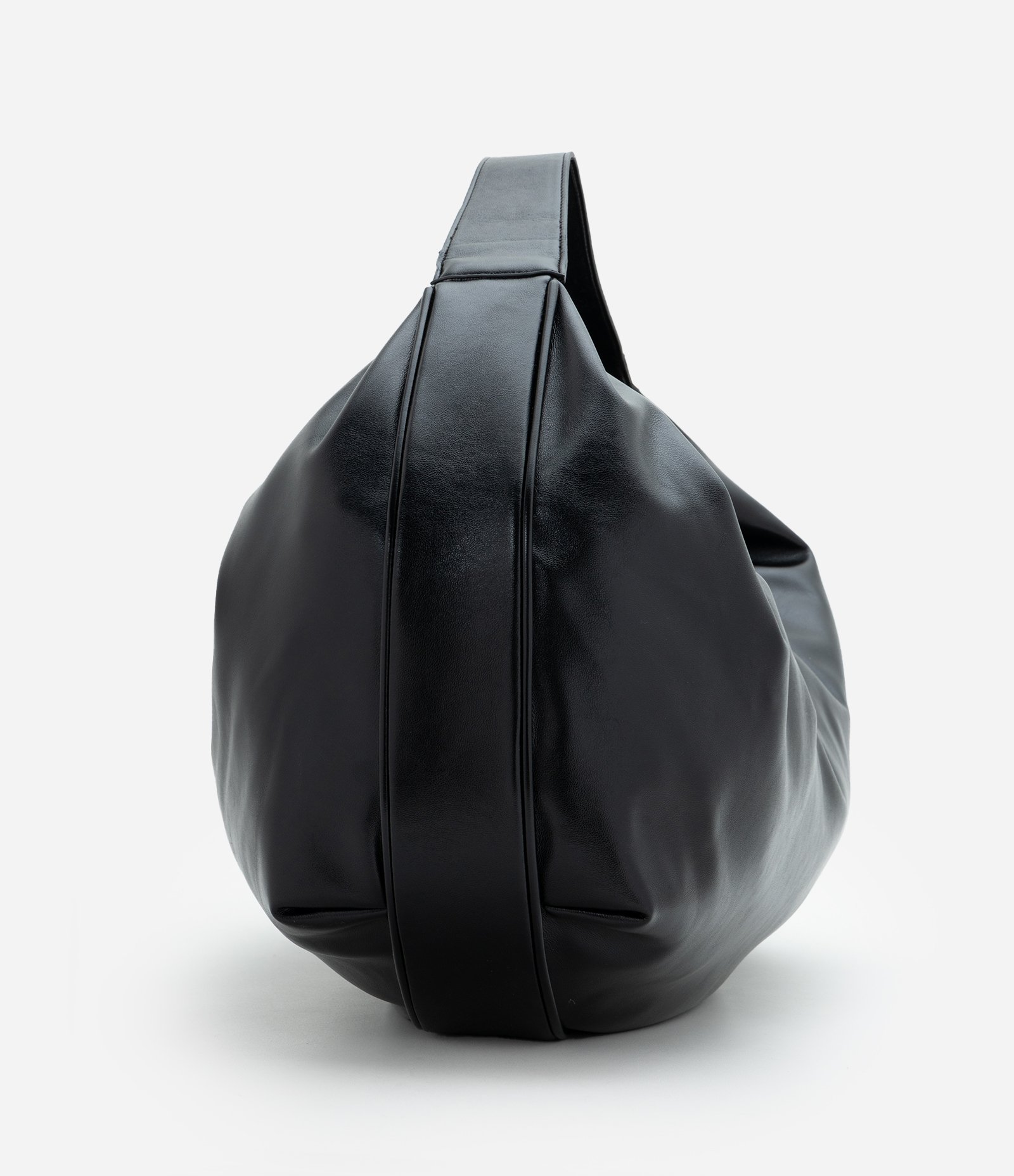 Bolsa Hobo Glossy Grande em PU com Alça Larga Preto 4