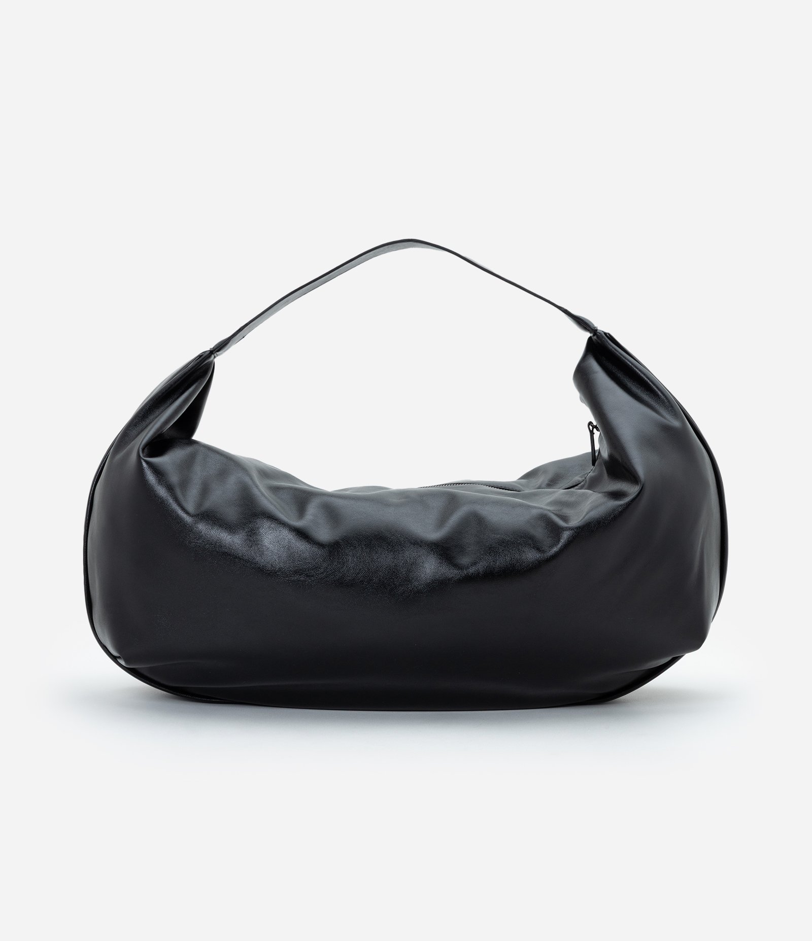 Bolsa Hobo Glossy Grande em PU com Alça Larga Preto 5