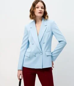 Blazer Transpassado com Botões Forrados