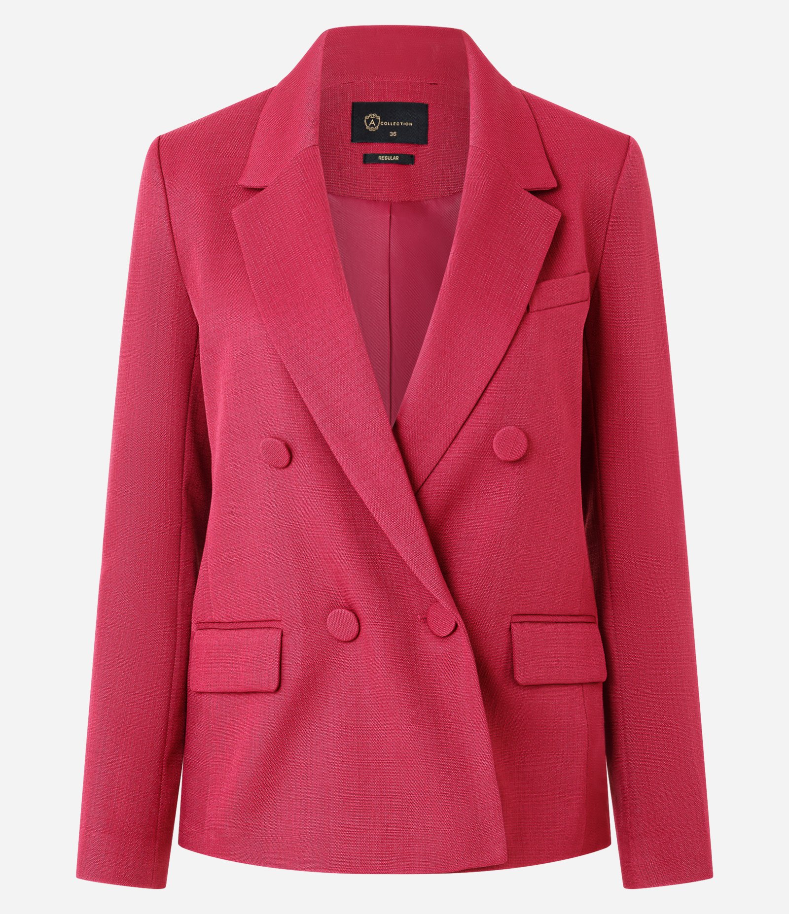Blazer Transpassado com Botões Forrados Vermelho 5