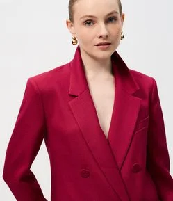 Blazer Transpassado com Botões Forrados