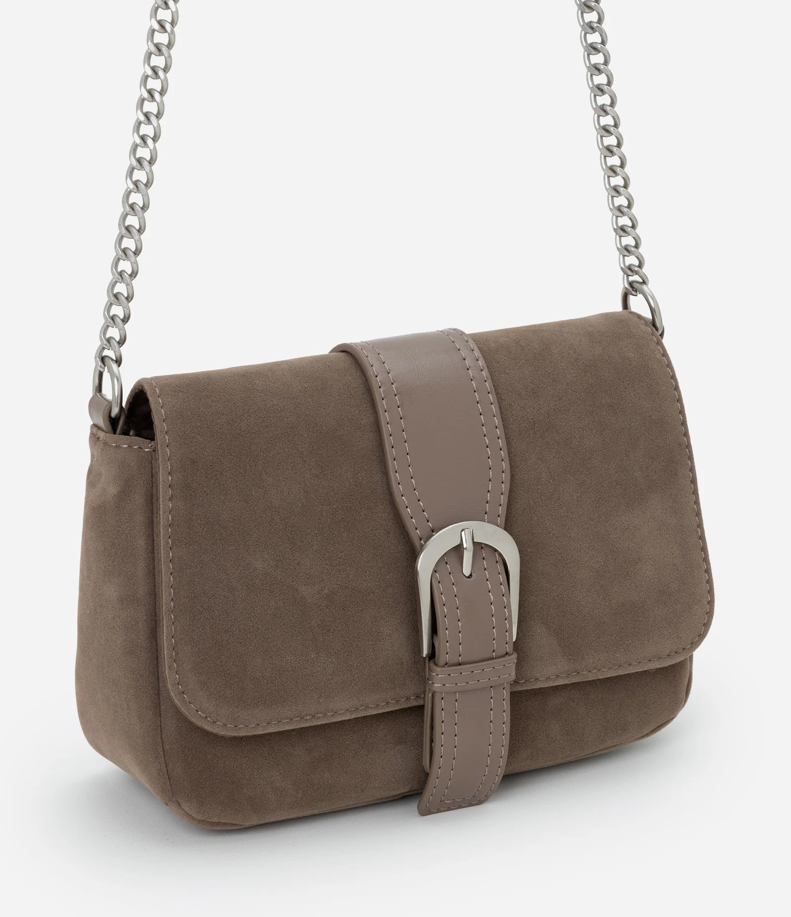 Bolsa Transversal Pequena em Suede com Tampa e Alça Longa Marrom 2