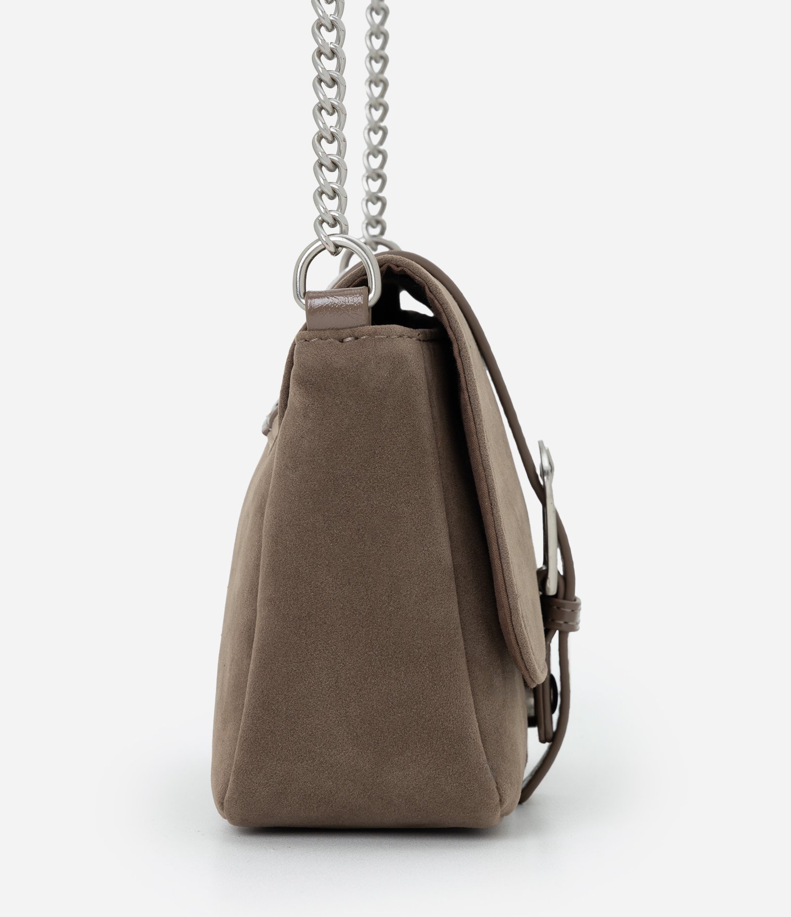 Bolsa Transversal Pequena em Suede com Tampa e Alça Longa Marrom 3