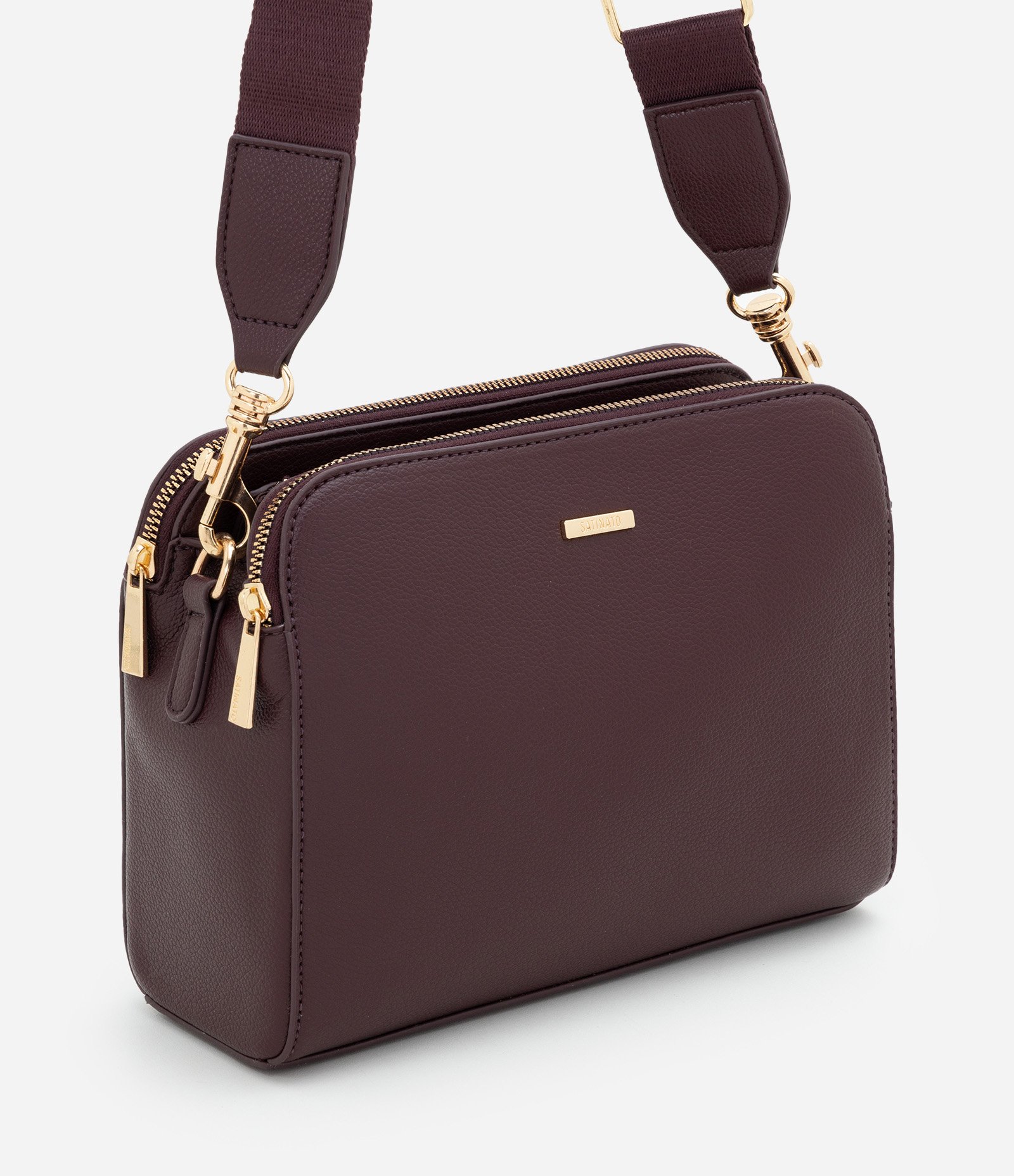 Bolsa Transversal Média em PU com Alça Ajustável Marrom 1