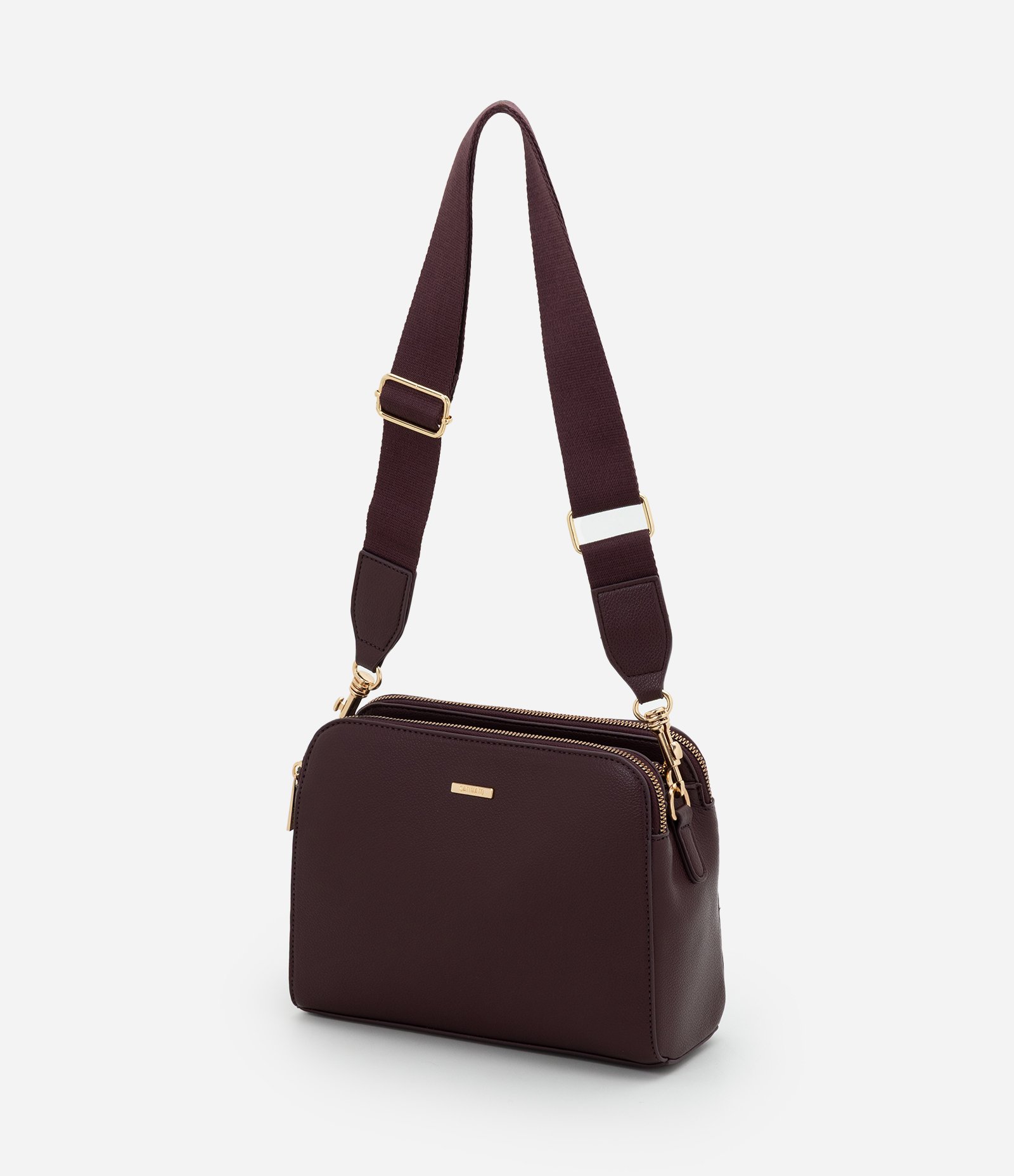 Bolsa Transversal Média em PU com Alça Ajustável Marrom 4