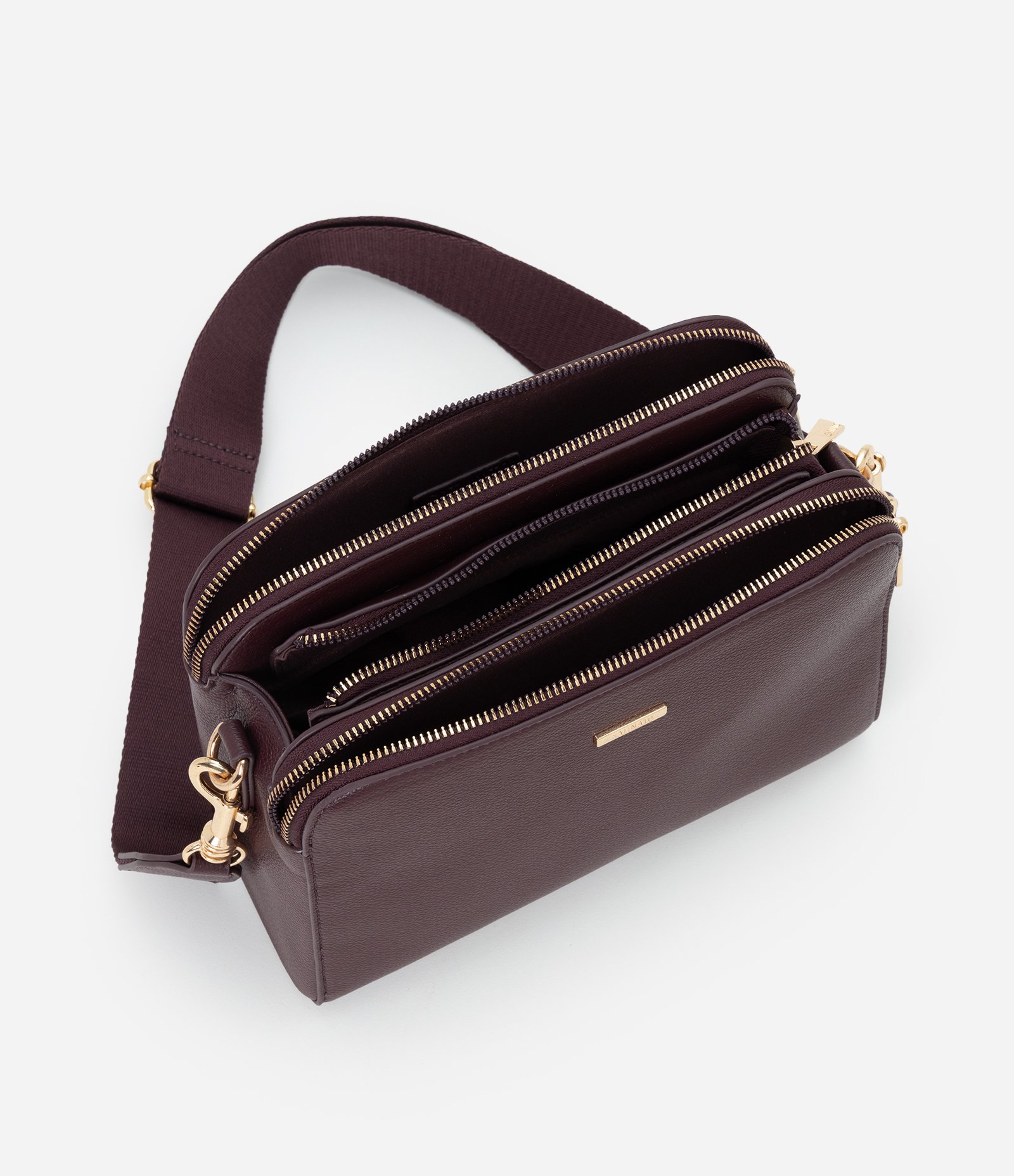 Bolsa Transversal Média em PU com Alça Ajustável Marrom 5