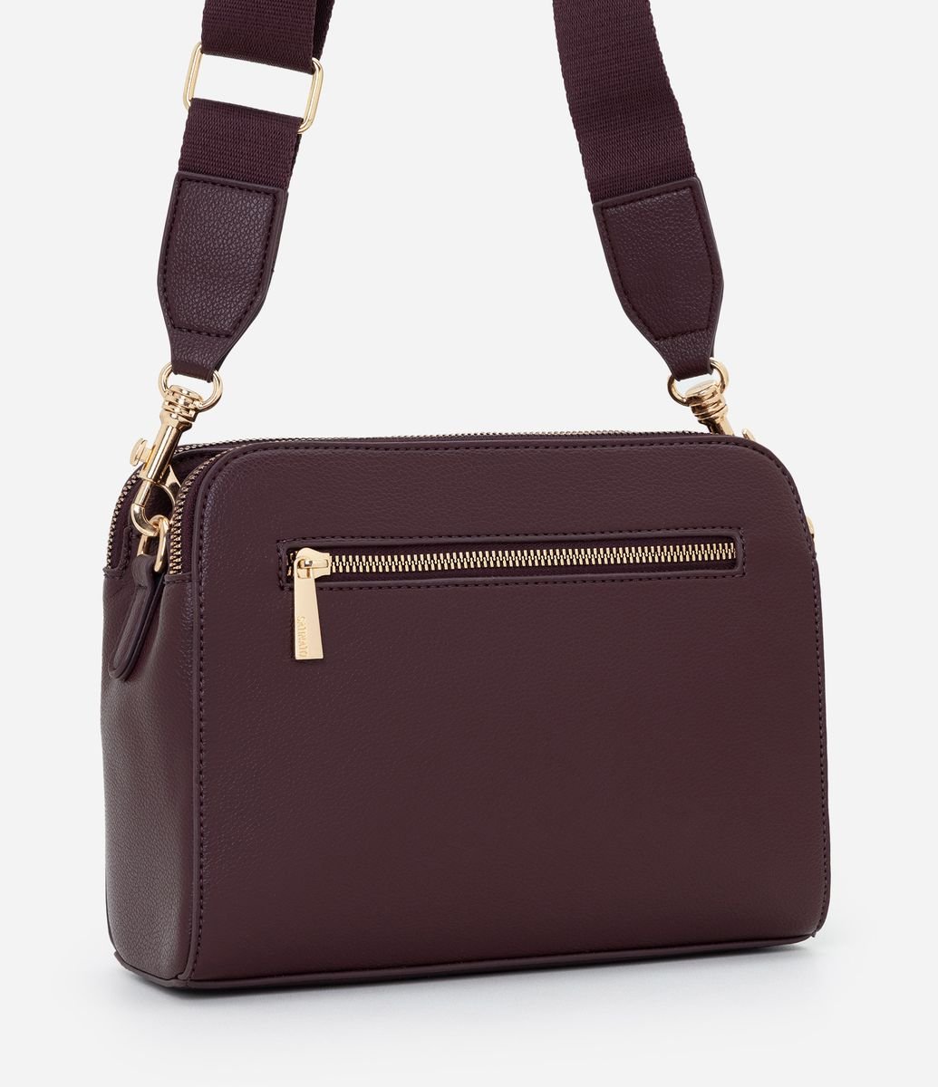 Bolsa Transversal Média em PU com Alça Ajustável Marrom