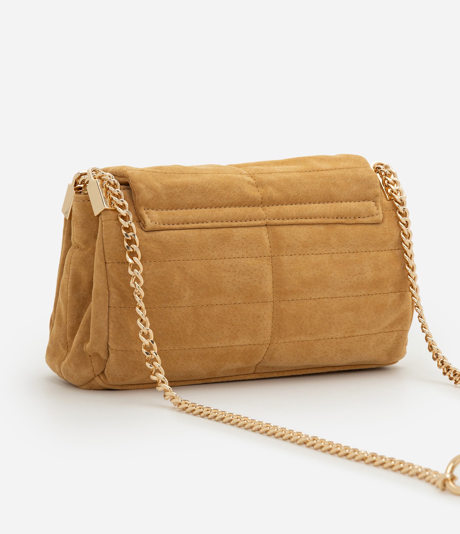 Bolsa Shoulder em Couro com Tampa e Alça Corrente Bege 3