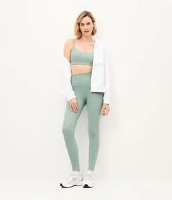 Calça Legging Esportiva em Microfibra com Cós Canelado