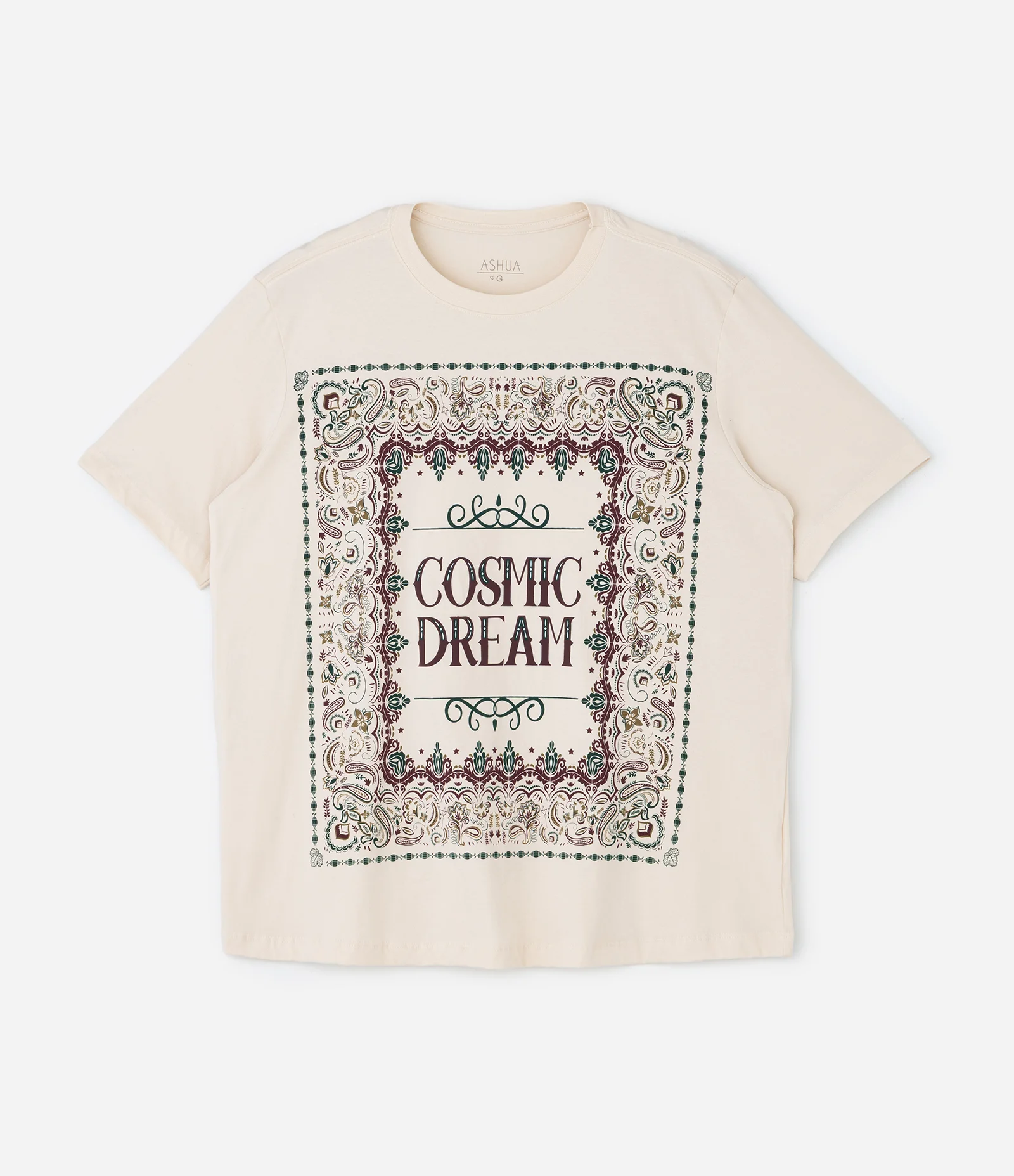 Camiseta Alongada com Estampa em Algodão Curve & Plus Size Bege 1