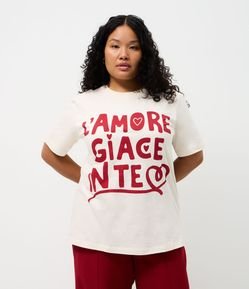 Camiseta Alongada com Estampa Lettering Curve & Plus Size
