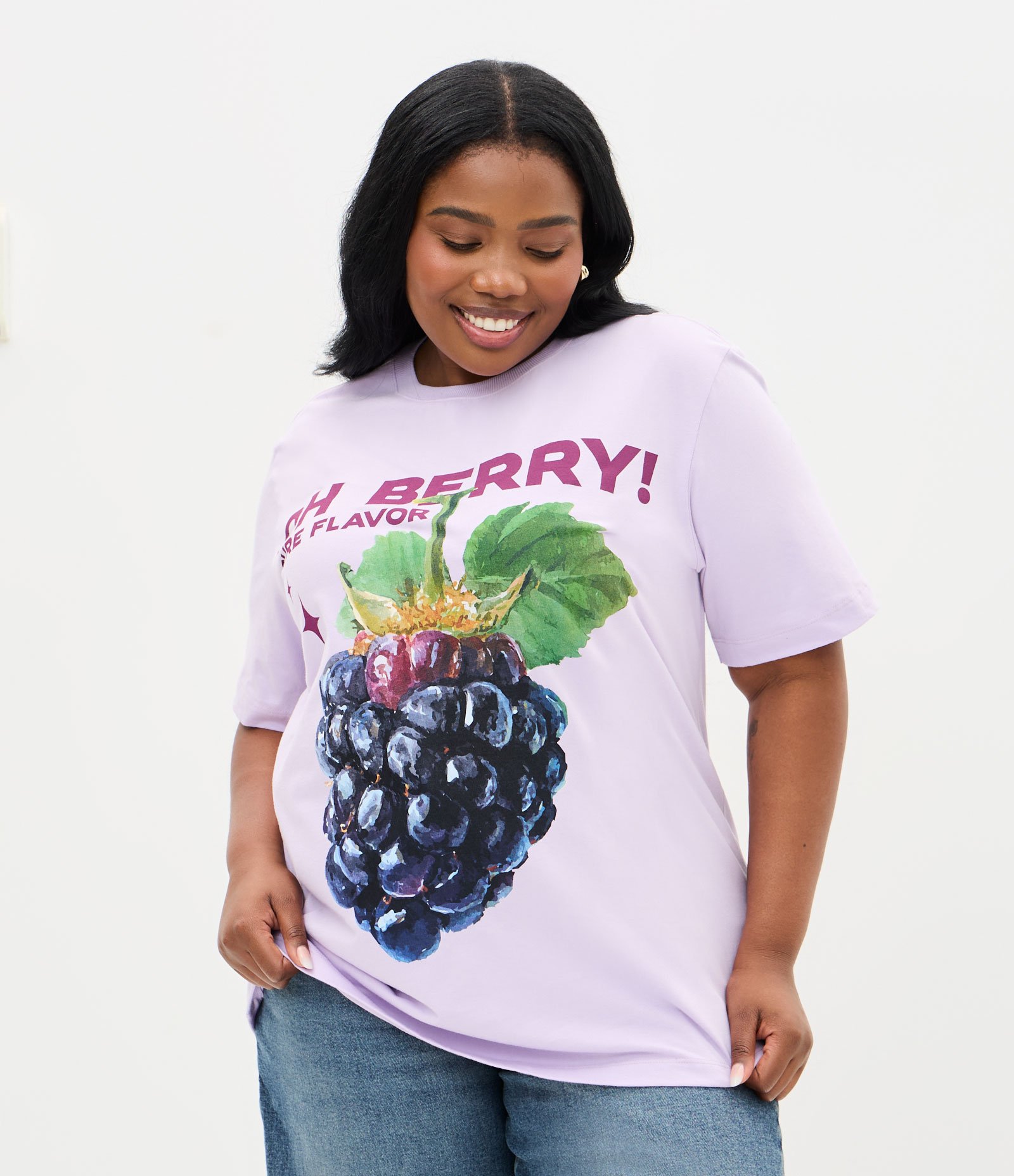 Camiseta Alongada Oh Berry Amora Curve & Plus Size Roxo 1