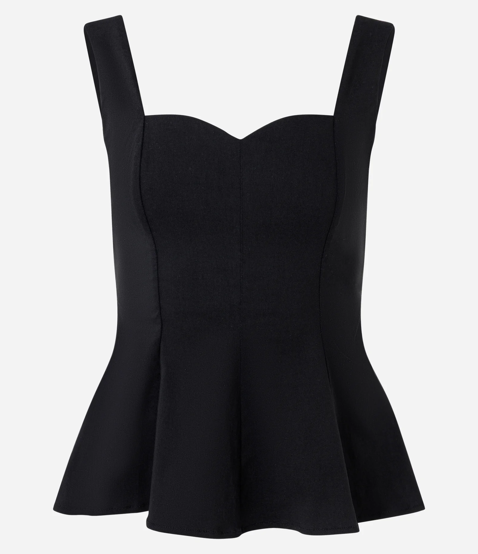Blusa Peplum Sem Manga em Bengaline Preto 1