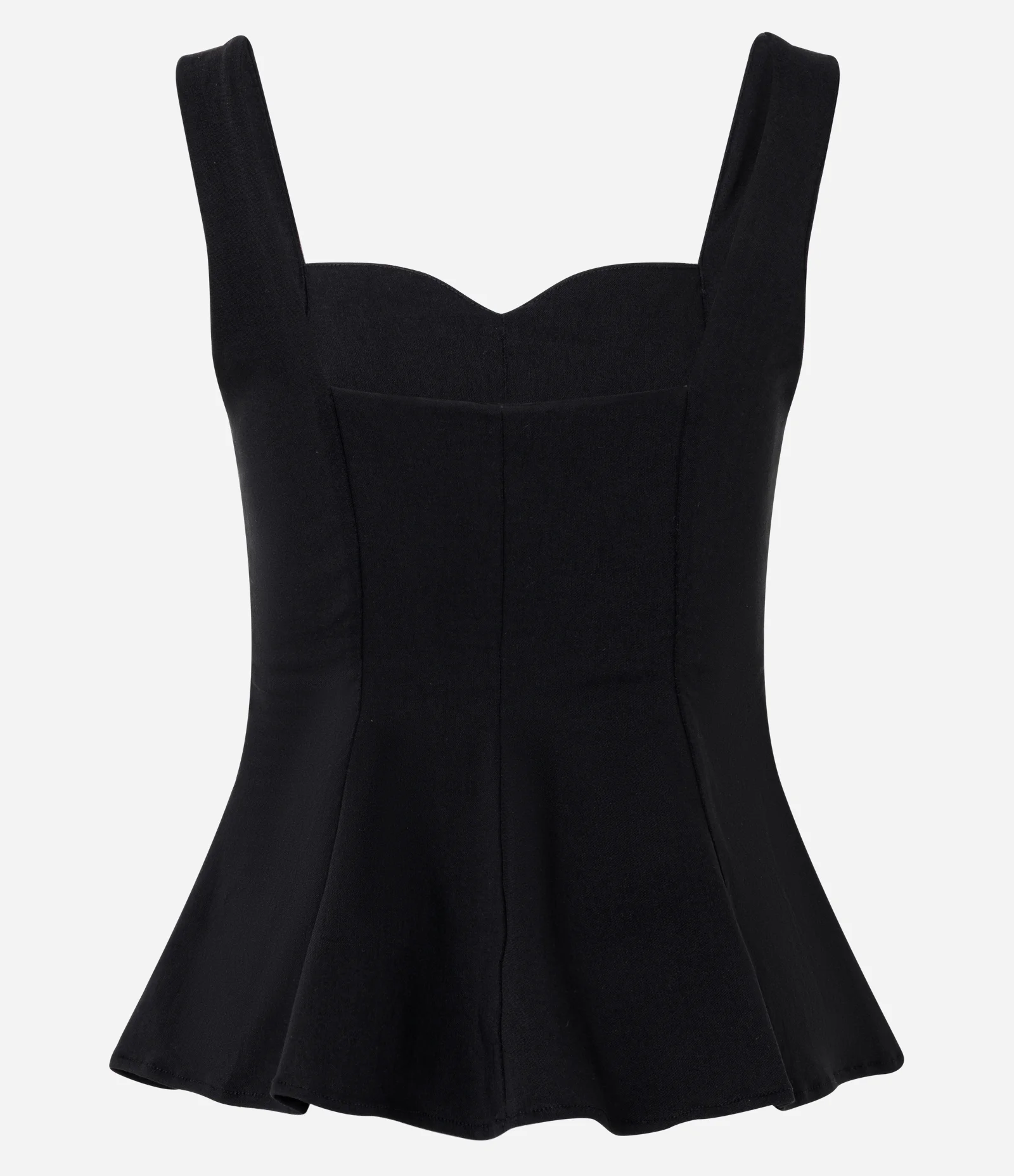 Blusa Peplum Sem Manga em Bengaline Preto 2