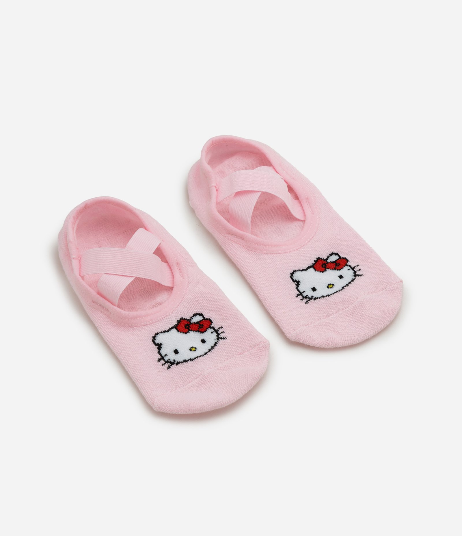 Meia Sapatilha Antiderrapante Hello Kitty com Tiras Cruzadas Rosa 1