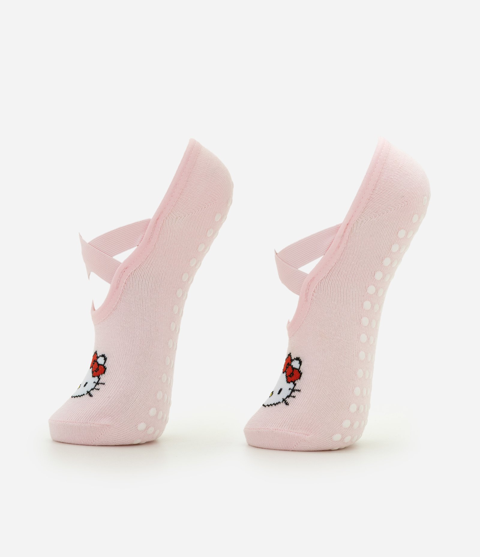 Meia Sapatilha Antiderrapante Hello Kitty com Tiras Cruzadas Rosa 4